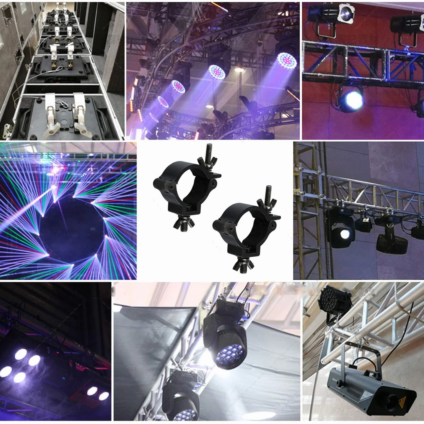 2 szt. aluminiowy czarny zacisk do połowy łącznika, światło sceniczne Zaciski O i stojaki DJ Kratownica zastosowanie do poruszania się wiązką głowy, akcesoria do oświetlenia scenicznego LED (48-513 mm 100 kg)