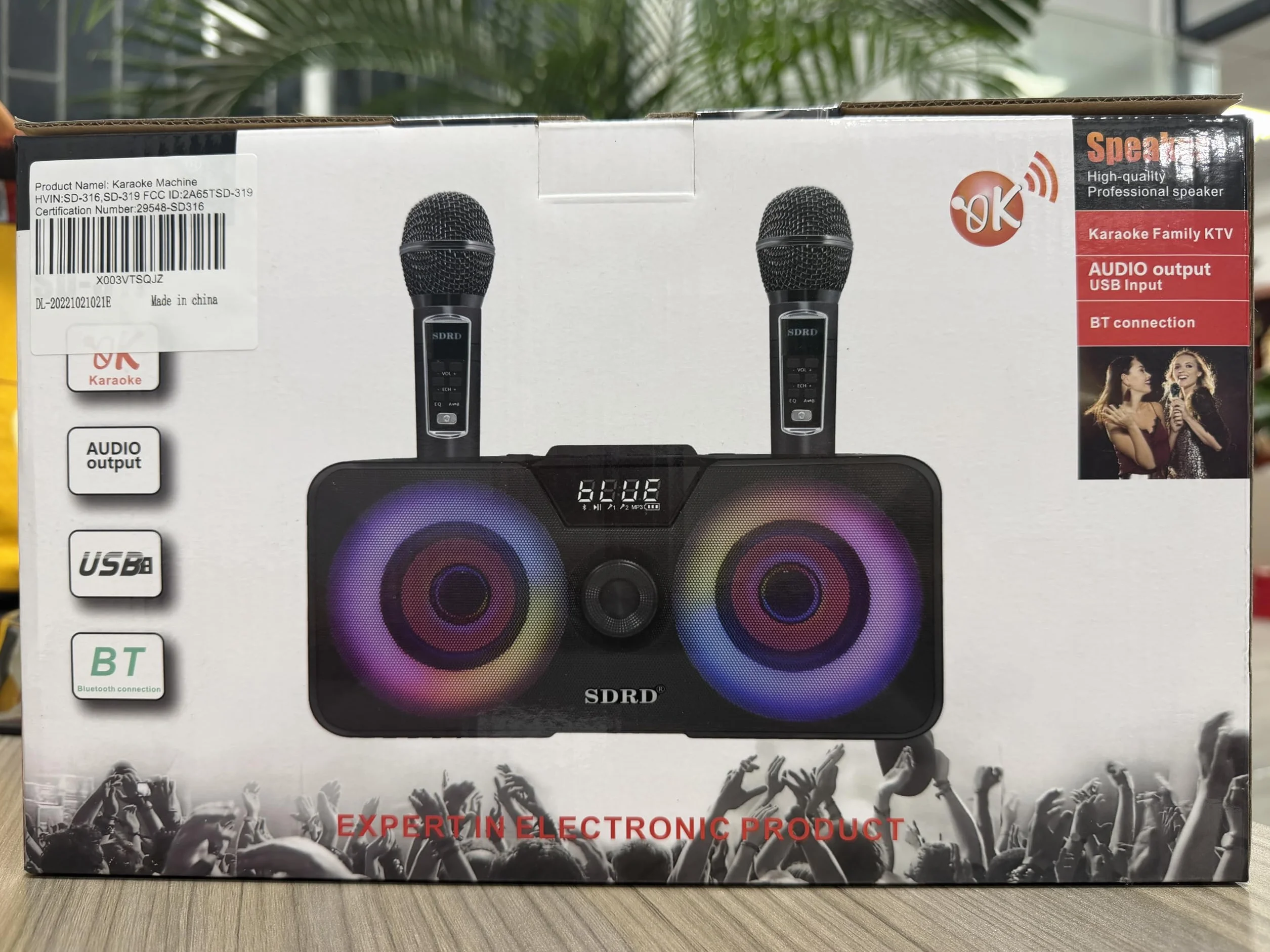 Maszyna do karaoke dla dorosłych i dzieci z 2 mikrofonami bezprzewodowymi UHF,przenośny głośnik Bluetooth PA z oświetleniem imprezowym LED na imprezę domową,piknik,samochód,prezenty urodzinowe