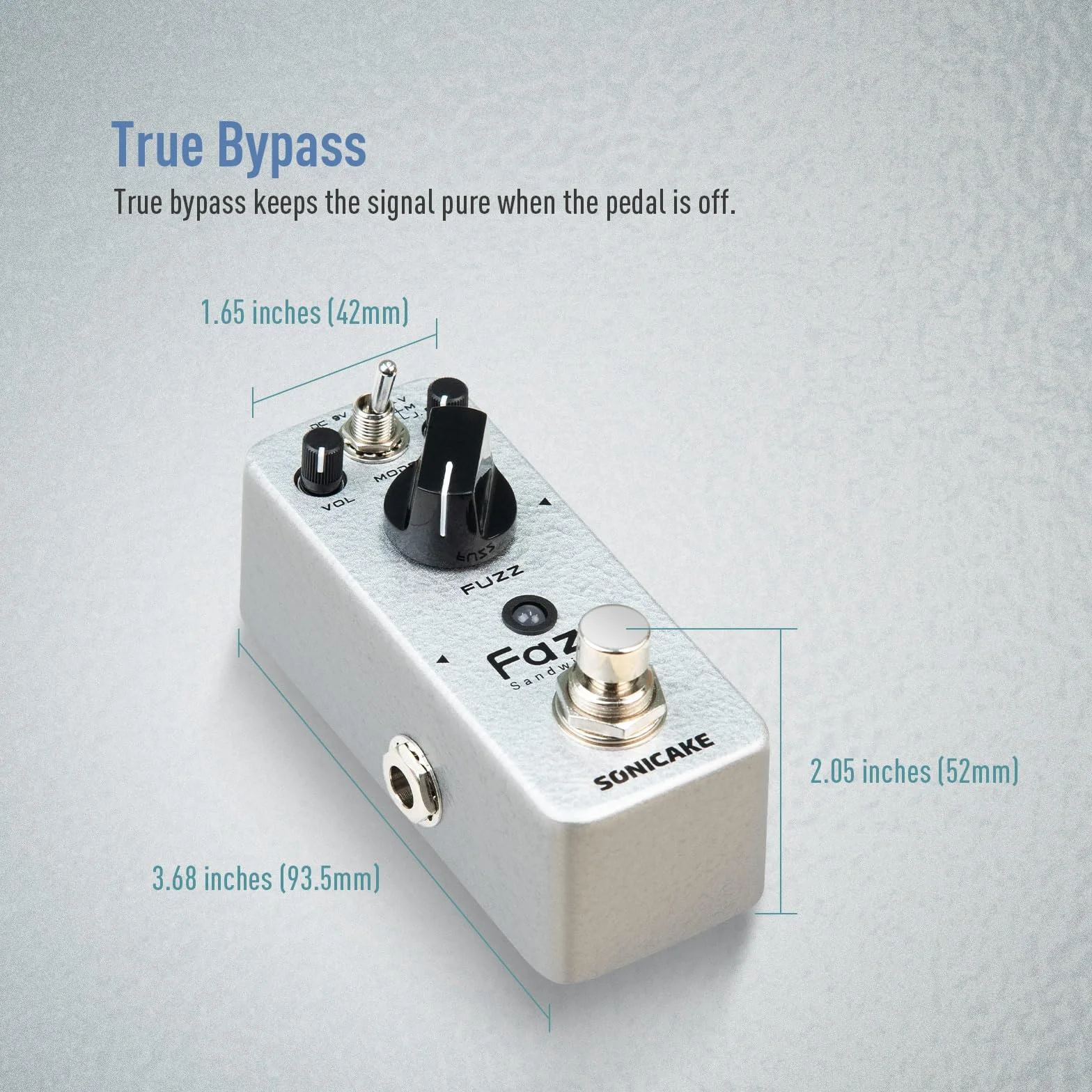 SONICAKE Fuzz klasyczny, analogowy efektów gitarowych z regulatorem tonu True Bypass Fazy Sandwich