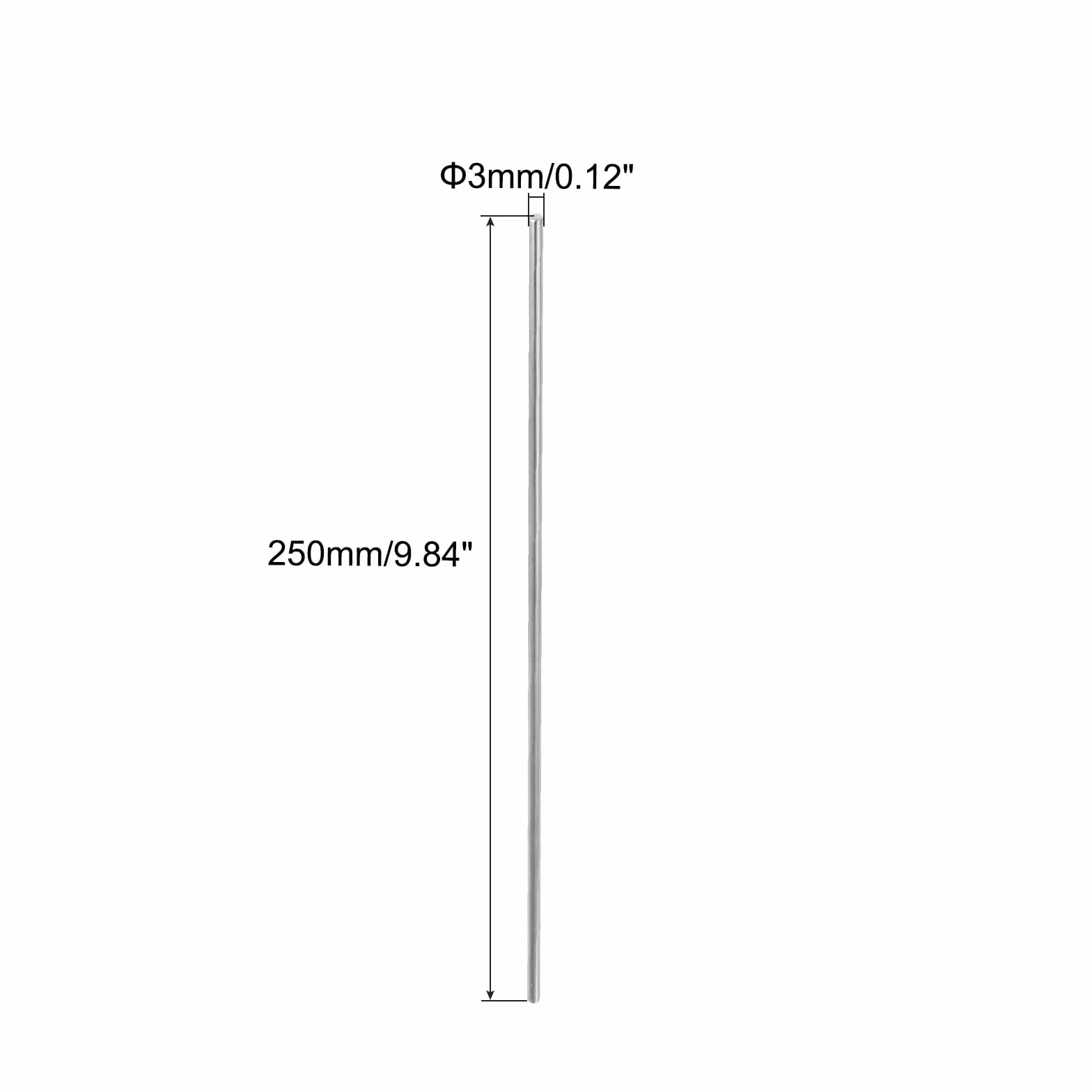 sourcing map Okrągłe pręty ze stali nierdzewnej 304, 3 mm x 250 mm, stabilne drążki dla majsterkowiczów, modeli samochodów, helikopterów, samolotów, zestaw 4 szt