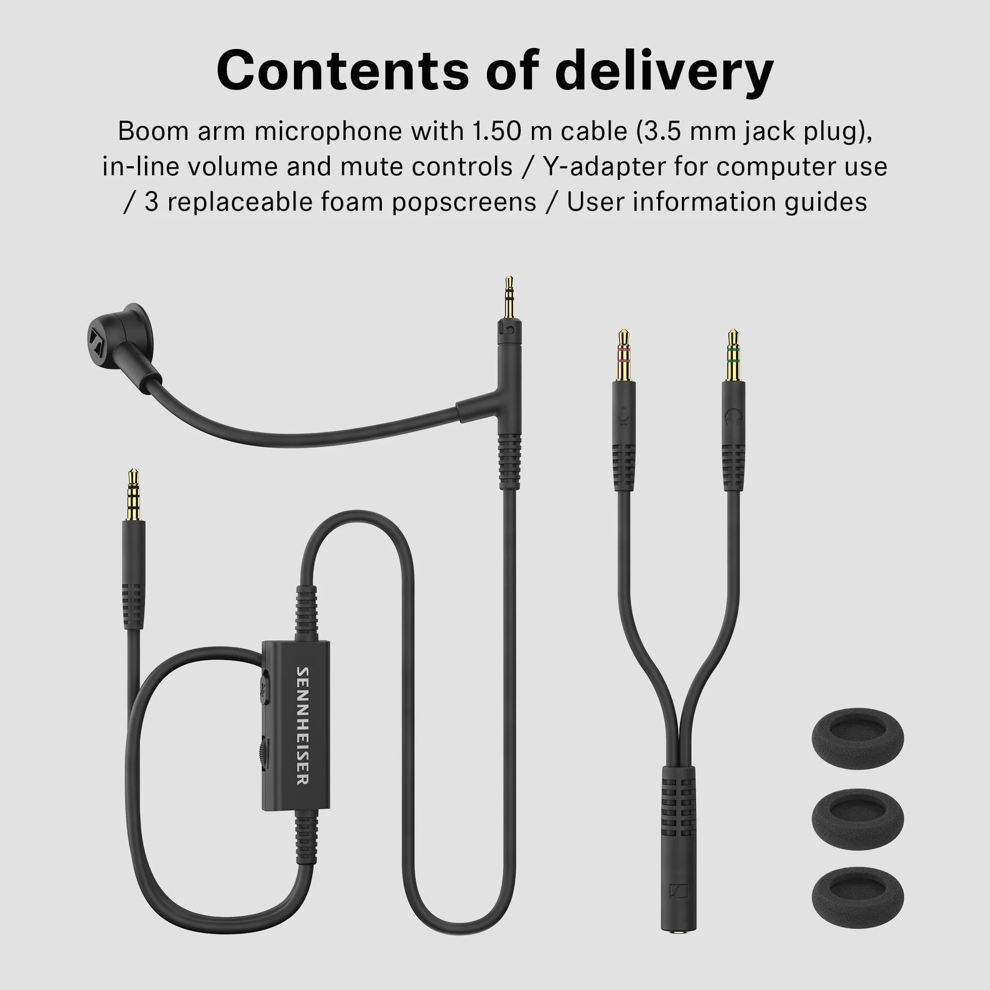 Sennheiser HD 500 BAM, Optymalnej Jakości Mikrofon na Pałąku do Gier i Rozmów, z Regulacją Głośności i Wyciszeniem, Analogowe Gniazdo 3,5 mm, do Słuchawek HD 560S, HD 505, HD 620S i Innych