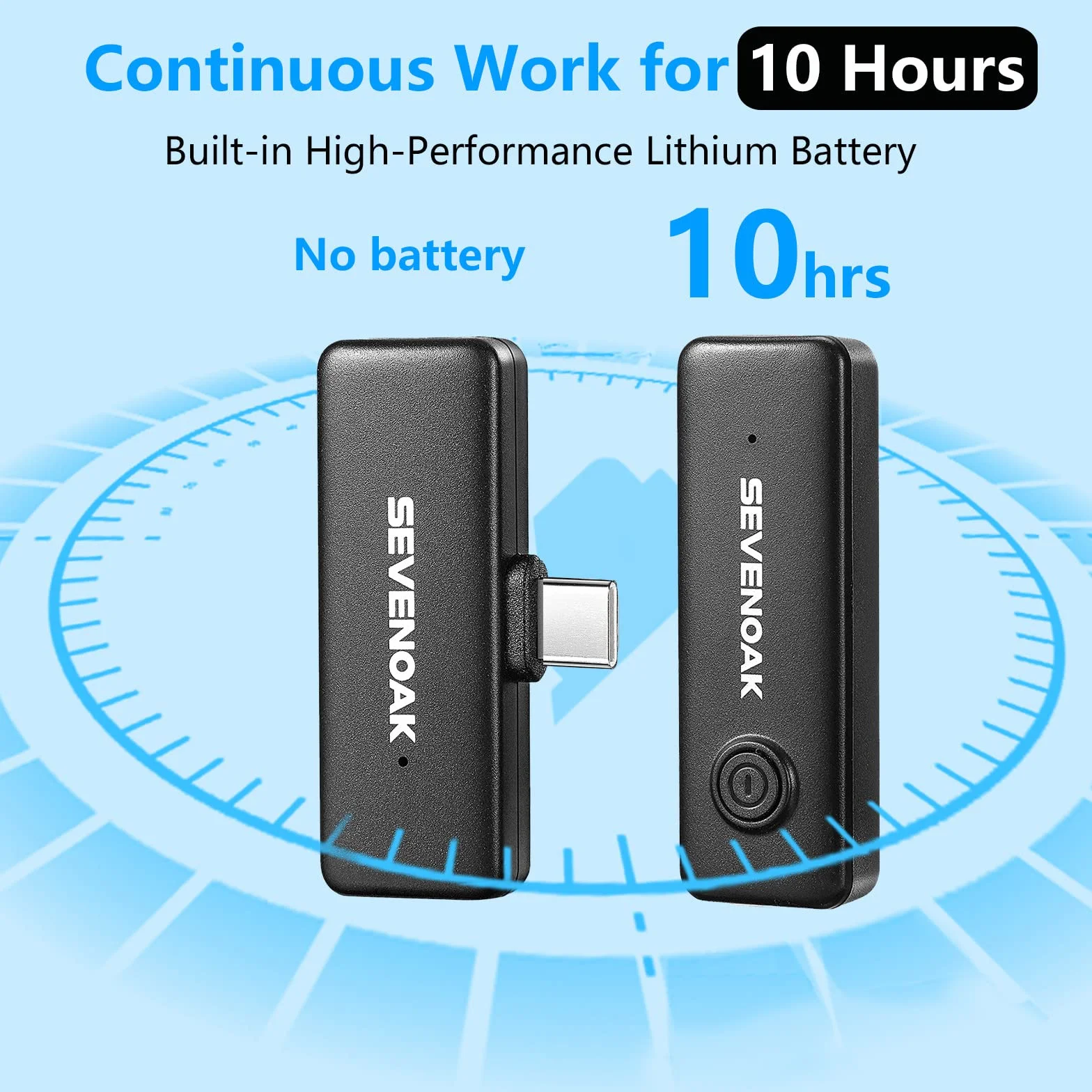 Sevenoak SKM-W10-U2 bezprzewodowy mikrofon krawatowy, bezprzewodowy mikrofon USB-C z klipsem do smartfona z systemem Android/typu C, do podcastów, Facebooka, YouTube, vlogowania, nagrywania wideo