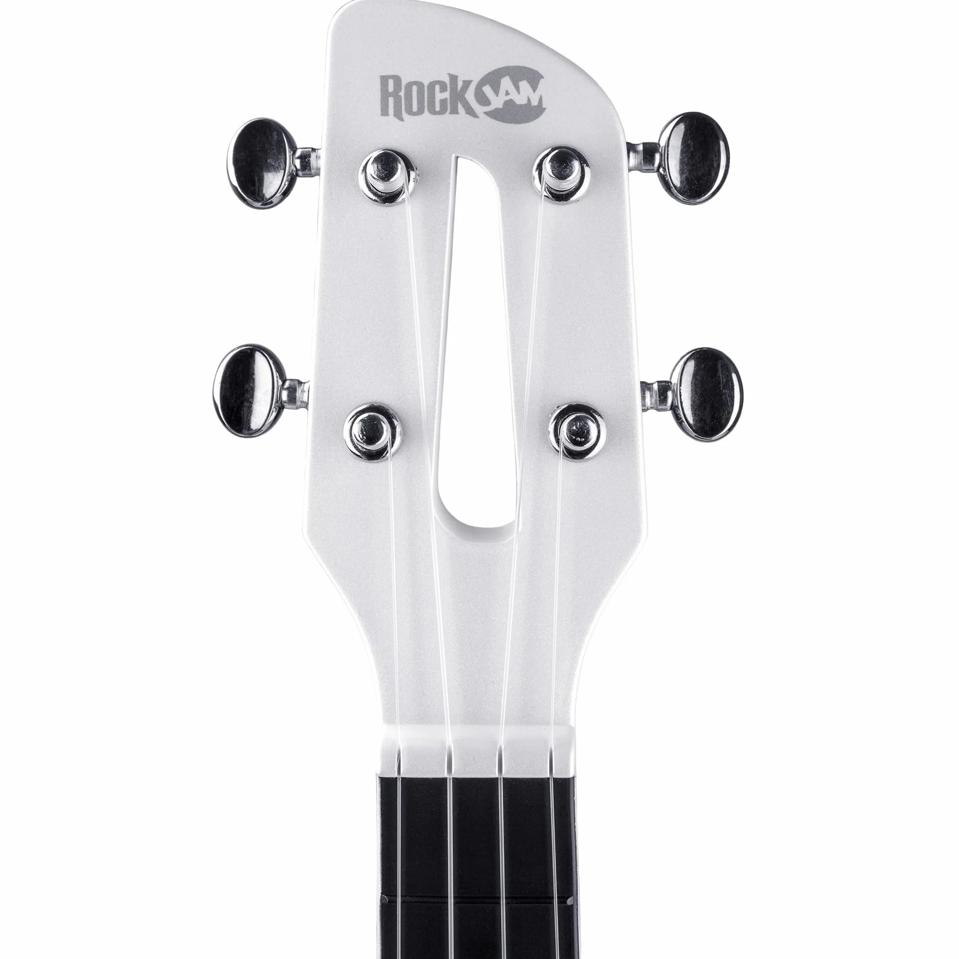 RockJam Ukulele z włókna węglowego z etui, kapodanem i paskiem - białe