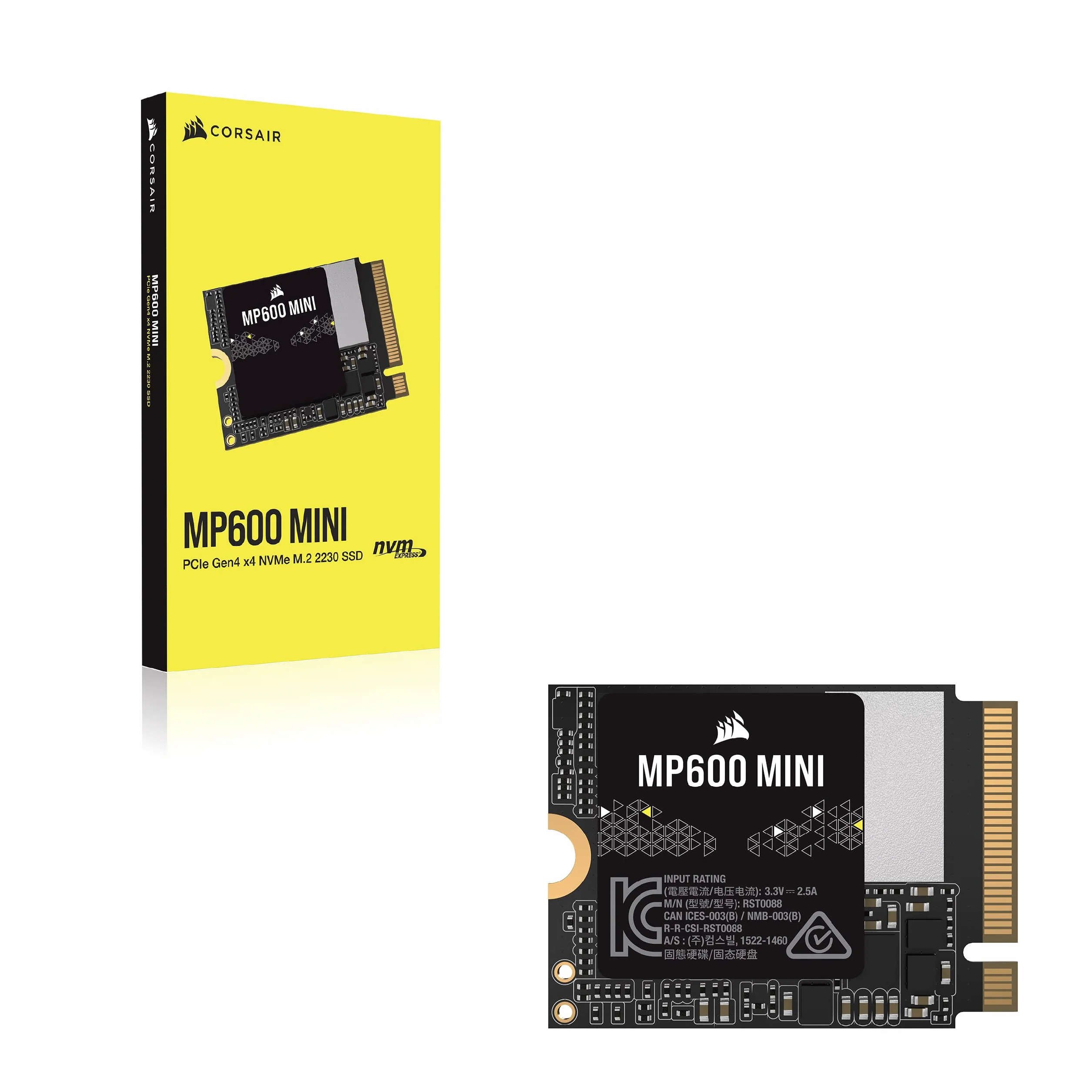 Corsair MP600 MINI 1TB M.2 NVMe PCIe x4 Gen4 2 SSD – M.2 2230 – Szybkość Odczytu do 4800 MB/s – Pamięci TLC NAND o Wysokiej Gęstości – Doskonały do Steam Deck i Microsoft Surface – Czarny