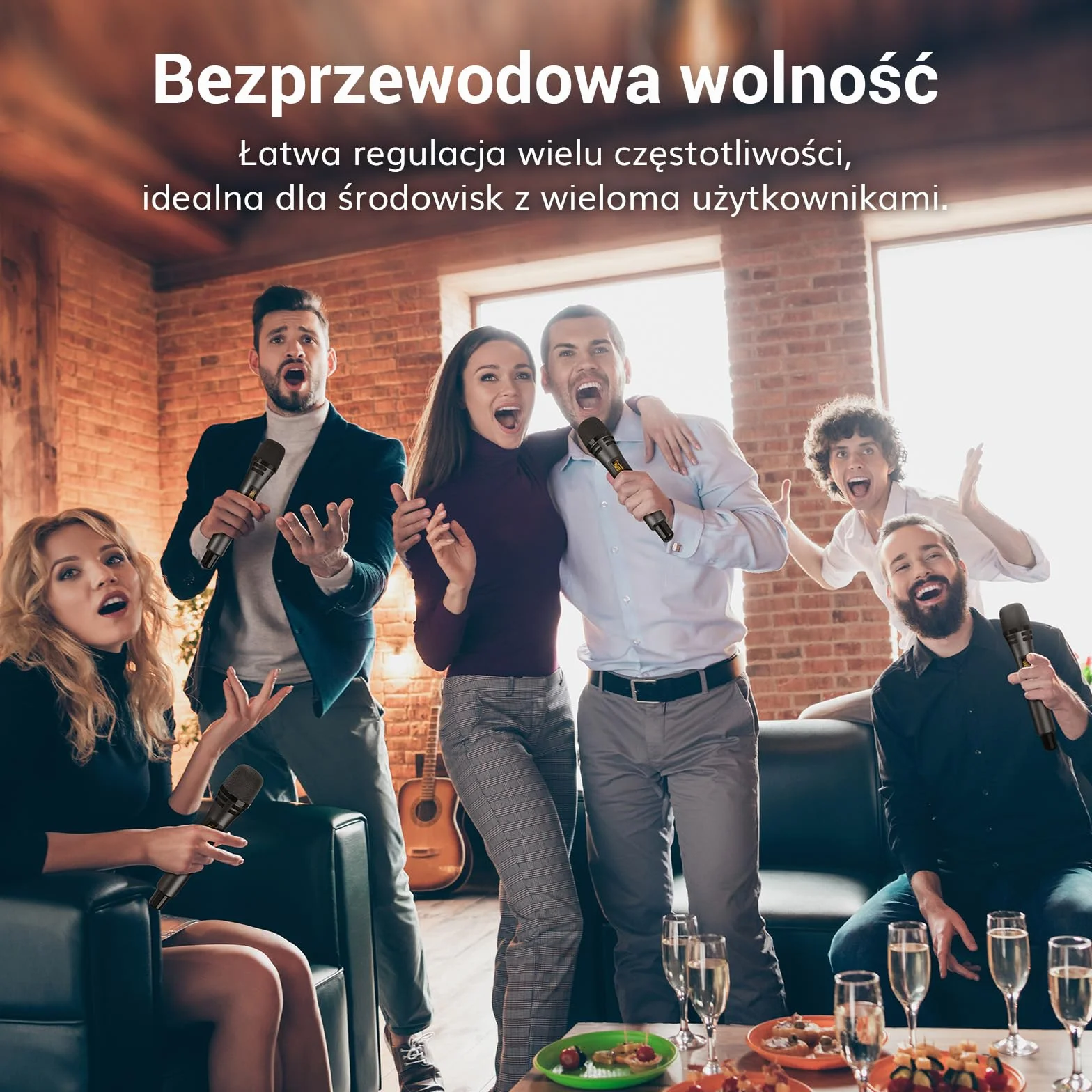 TONOR Bezprzewodowy System Mikrofonów 4x5-kanałowy Ręczny Mikrofon Dynamiczny z Odbiornikiem UHF 60M