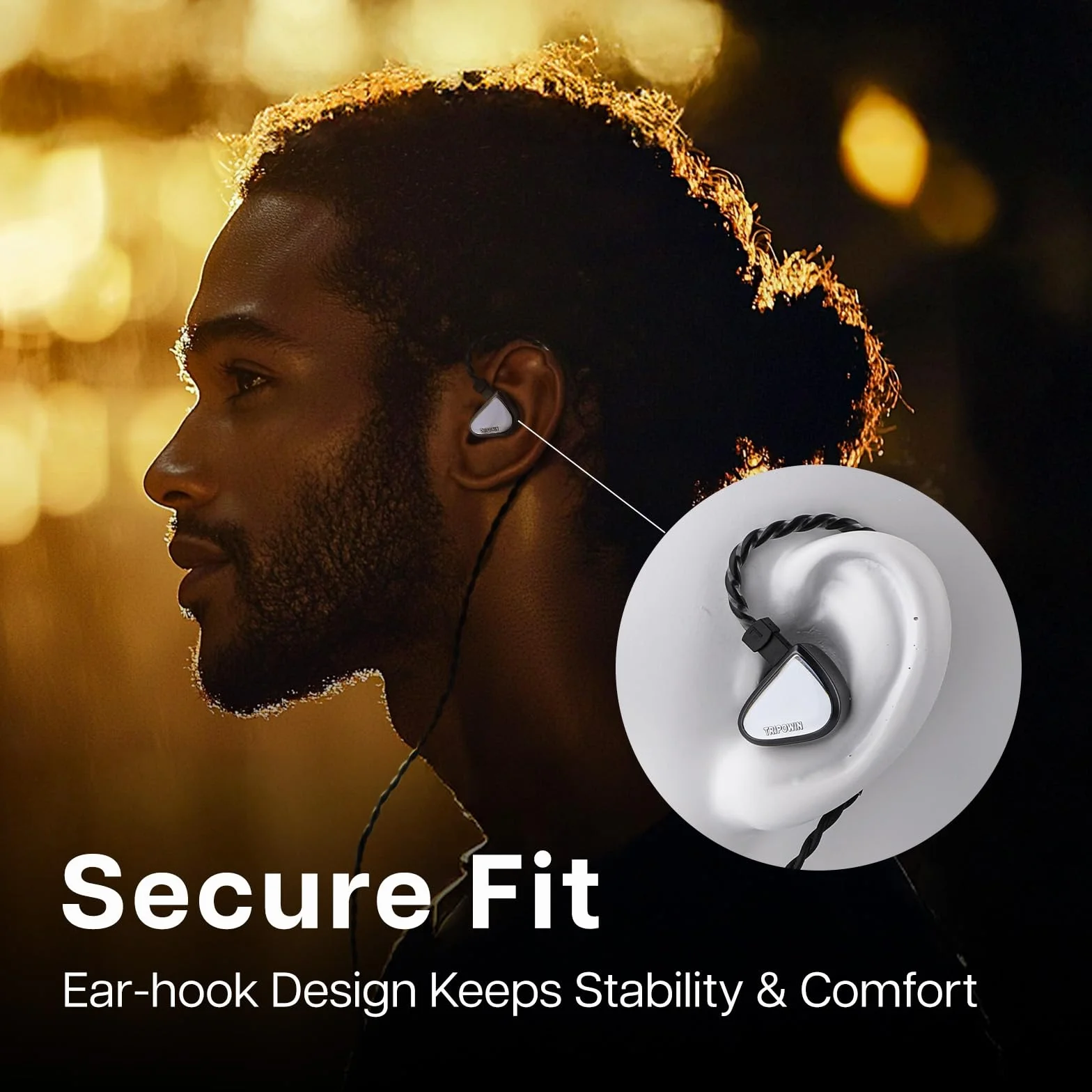 Tripowin x 0DiBi Vivace IEM, 10 mm tytanowa membrana dynamiczny sterownik, przewodowe słuchawki douszne HiFi, odłączany kabel 2-pinowy