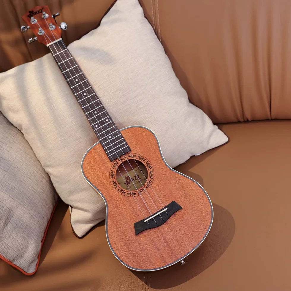 Winzz Tenor Ukulele dla dorosłych, zestaw startowy, 66 cm, ze stojakiem na ukulele i kapodelem (mata mahońowa)