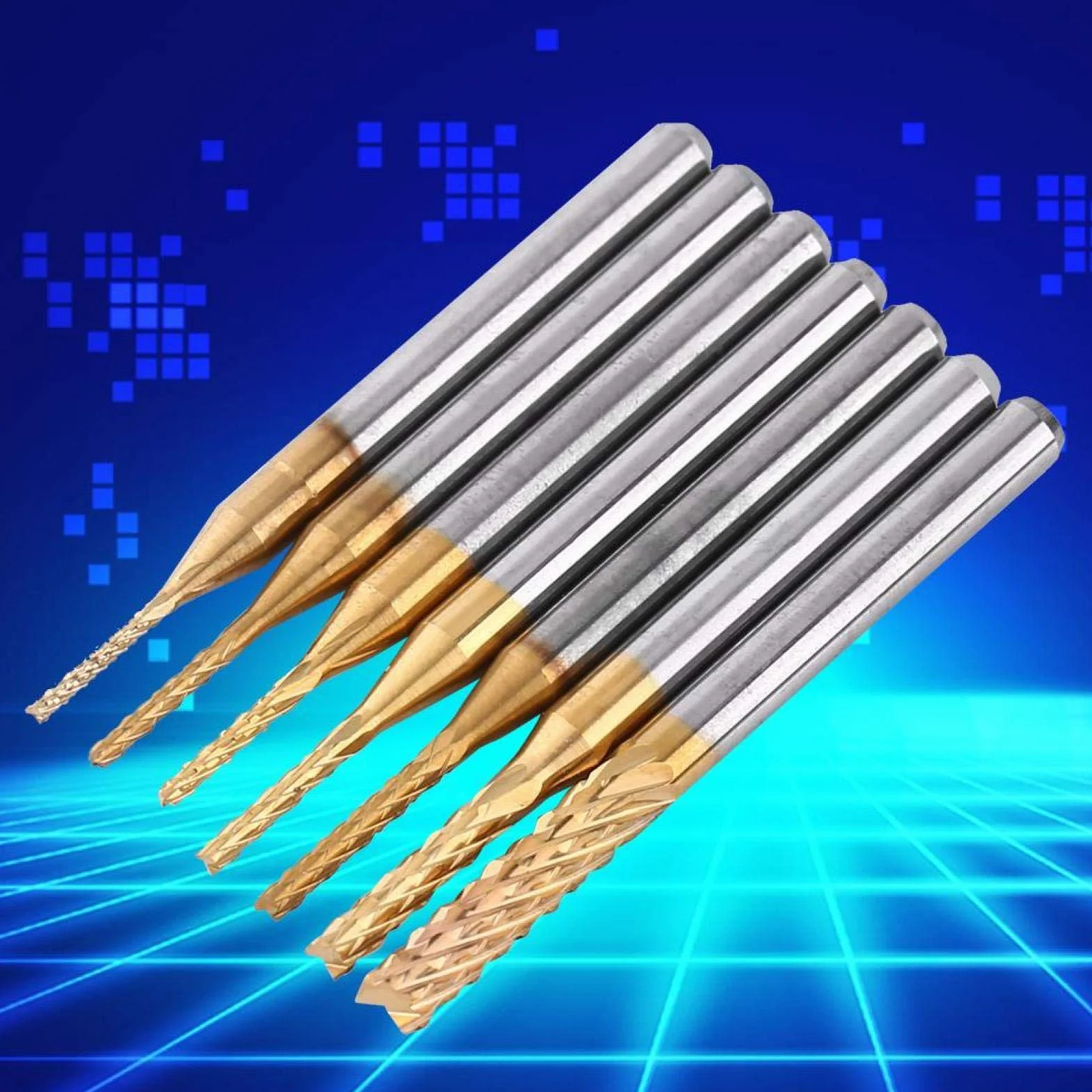1 szt. 1,0 mm-3,175 mm kwadrat ogólny frez trzpieniowy z węglika spiekanego do płytek drukowanych z frezu obrotowym CNC (2,0 mm)