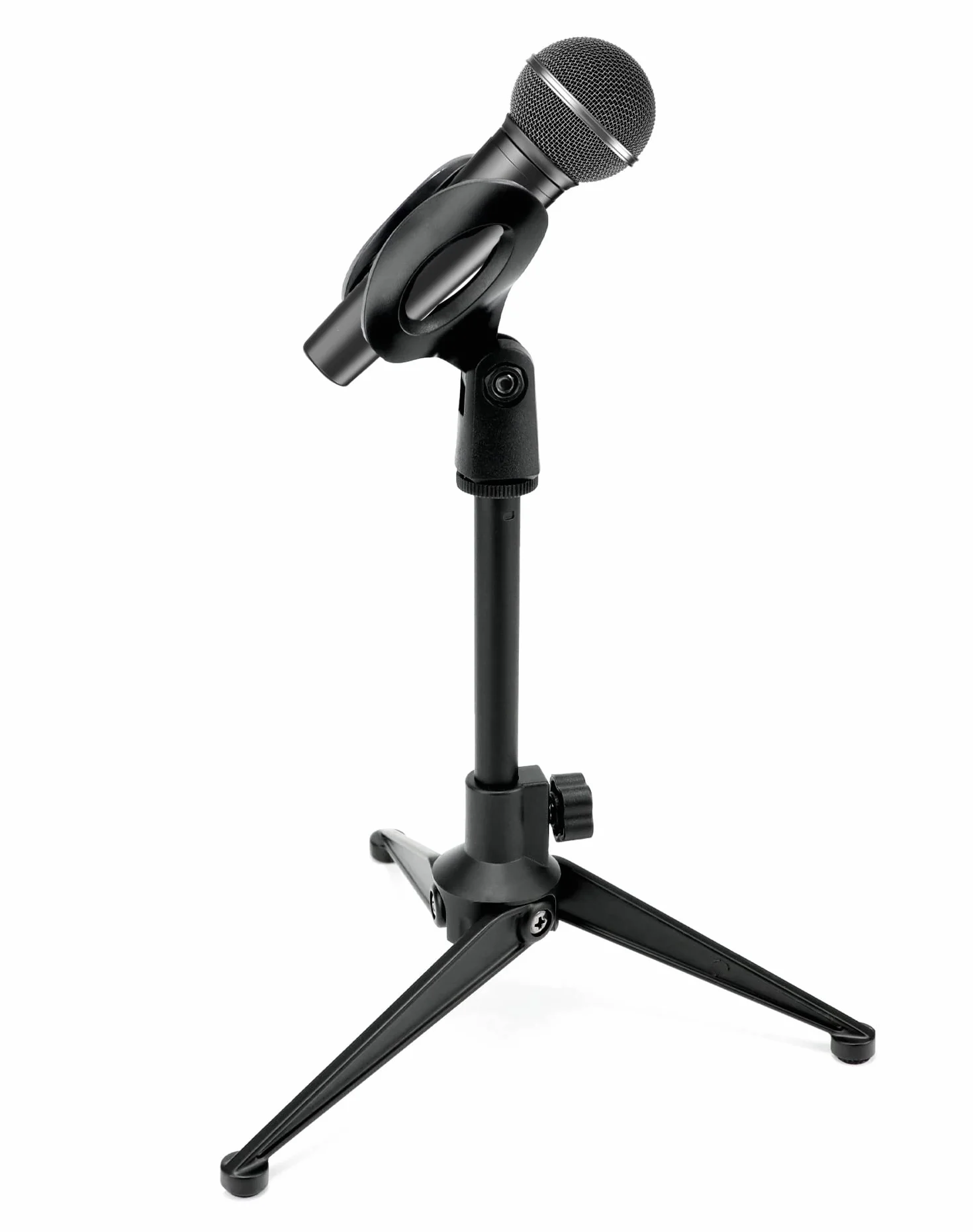 QWORK® Stojak mikrofonowy, wysuwany statyw mikrofonowy, zakres regulacji 18-25 cm, składany, kompatybilny z większością mikrofonów
