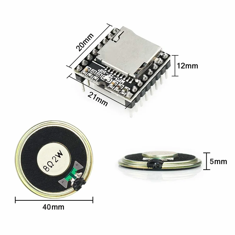 Mini odtwarzacz MP3 DFPlayer moduł z metalową obudową okrągłe głośniki 2 W 8 omów do DIY kompatybilny z Arduino