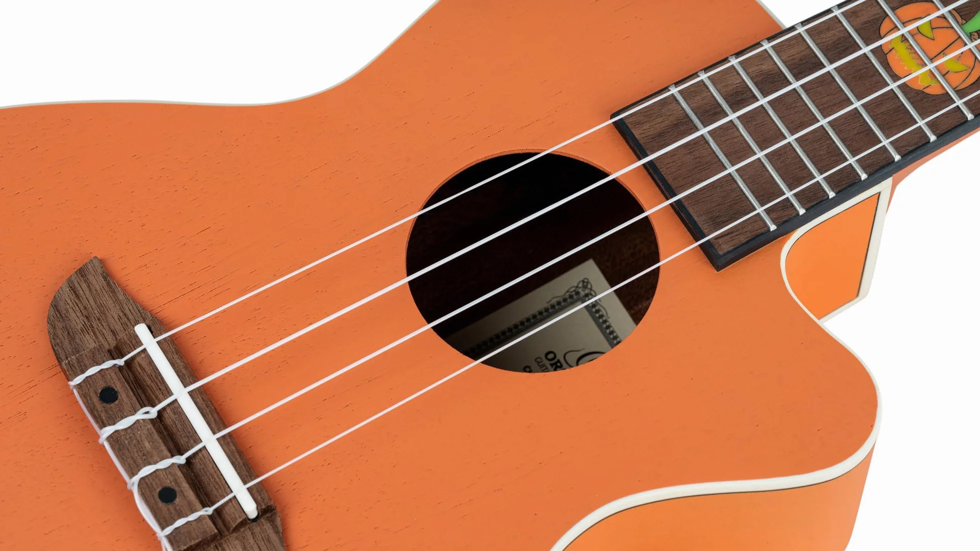 Ortega Guitars Elektro-akustyczne Ukulele Koncertowe – Seria Custom Built Edycja Halloween – Okoume, Kolor Pomarańczowy (RUHWCE)