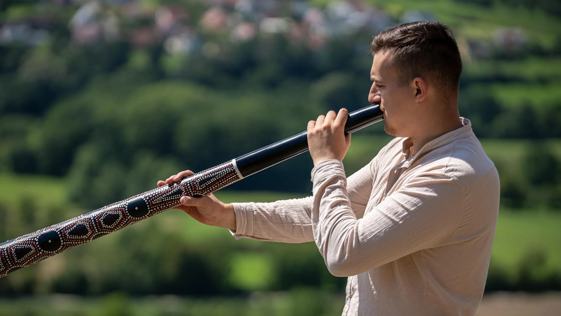 Sonic Energy Sliced Pro Didgeridoo składany instrument podróżny tonacja E drewno mahoniowe