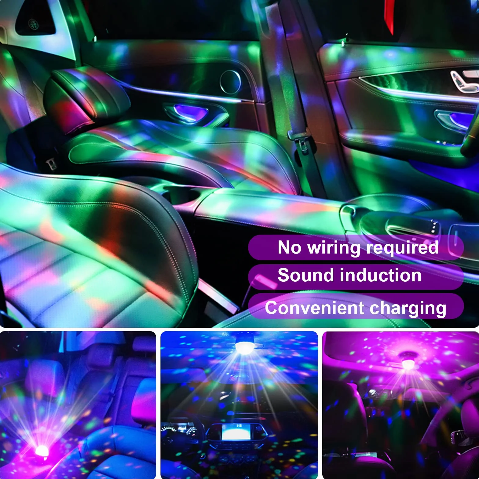 URAQT Disco Lights, Mini Aktywowane Dźwiękiem Oświetlenie Imprezow, 3W RGB Zmiana Kolorów, Przenośne Ladowanie Oświetlenie Sceniczne LED do Spotkań Rodzinnych, Przyjęcia Urodzinowego, Karaoke(1 Szt)