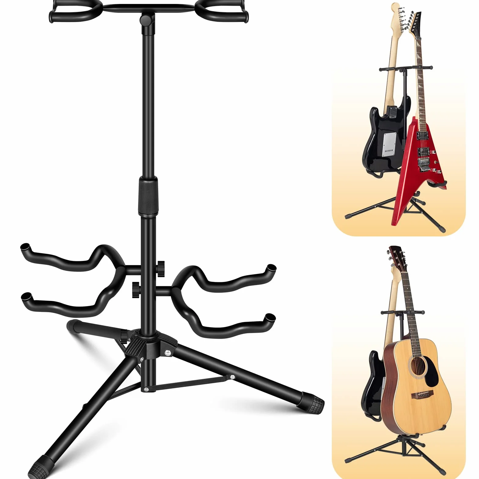 CAHAYA CY0321 stojak na 2 instrumenty, statyw do gitary akustycznej, elektrycznej, basowej, banjo
