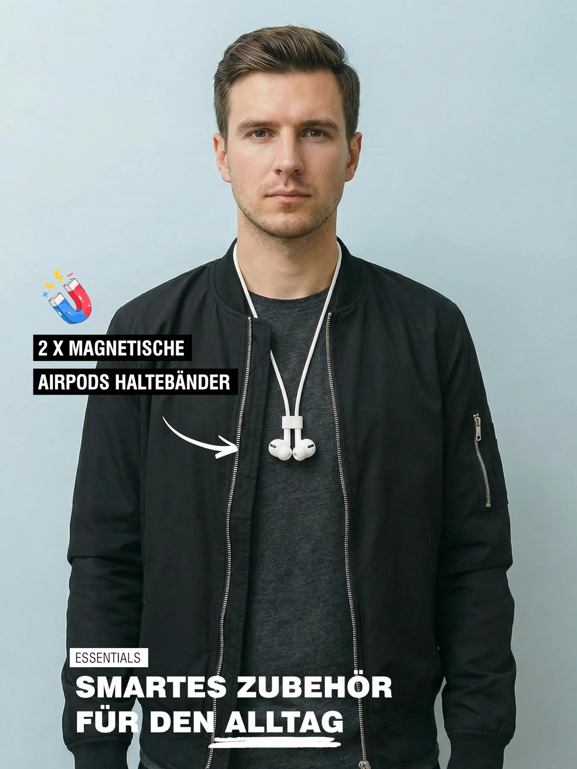 rootful.® 2-częściowy zestaw magnetycznych silikonowych pasków, kompatybilnych z Apple AirPods (1–4) i AirPods Pro (1–2) – niezawodne akcesorium do sportu i podróży