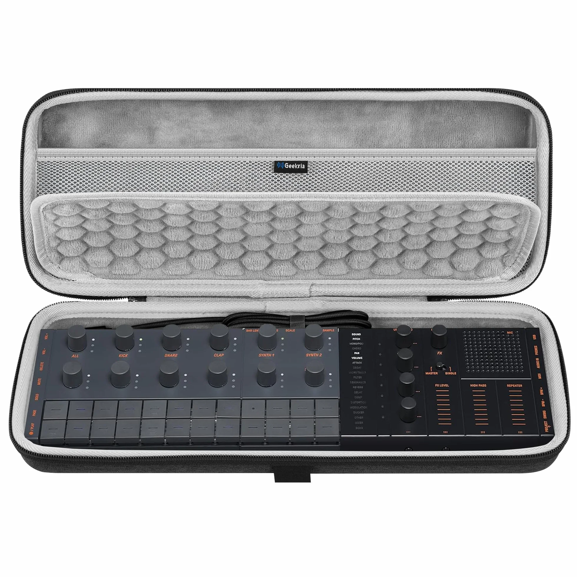 Geekria pokrowiec transportowy do interfejsu audio, kompatybilny z Yamaha SEQTRAK/Mobile Music Ideastation, twarda walizka podróżna z twardej skorupy EVA (ciemnoszary)