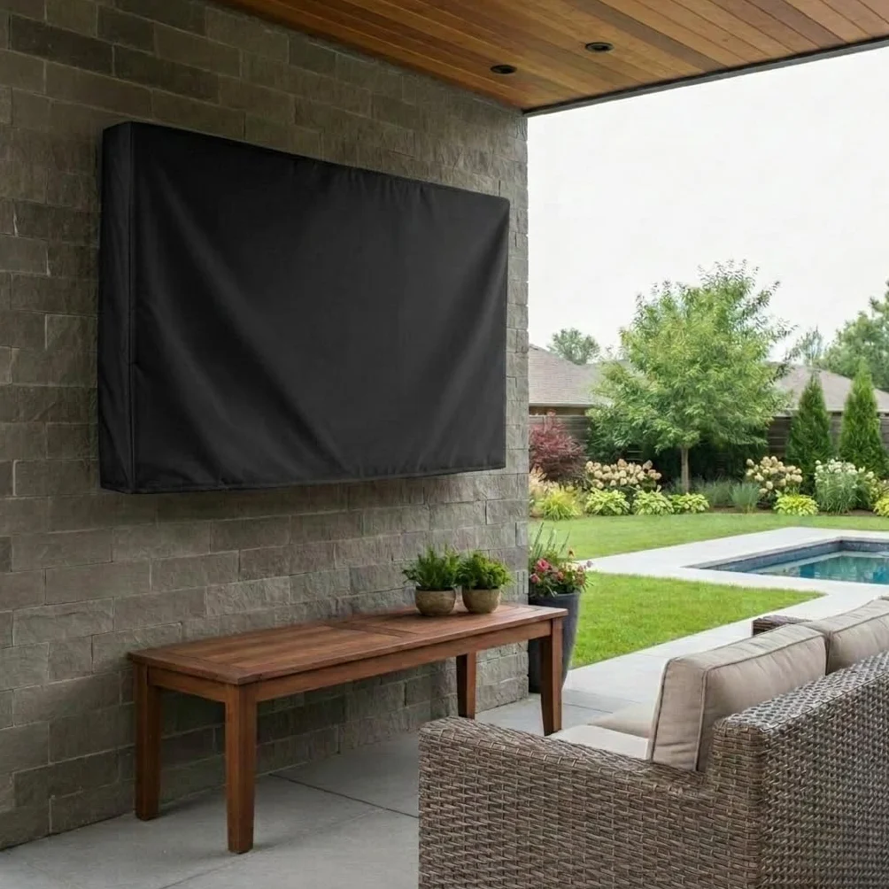 KHOMO GEAR - Seria PANTHER - Zewnętrzny pokrowiec na telewizor odporny na warunki atmosferyczne, uniwersalny ochraniacz do ekranu LCD 140 cm - 58", LED, telewizory - działa z większością uchwytów i