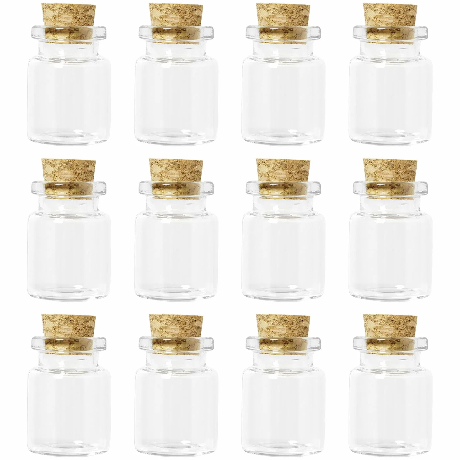 12 sztuk szklanych butelek, 5 ml, mini butelek, szklany słoik z korkiem, małe szklane słoiki z korkiem, przezroczyste probówki, na upominki, słodycze, miód, przyprawy i dżemy