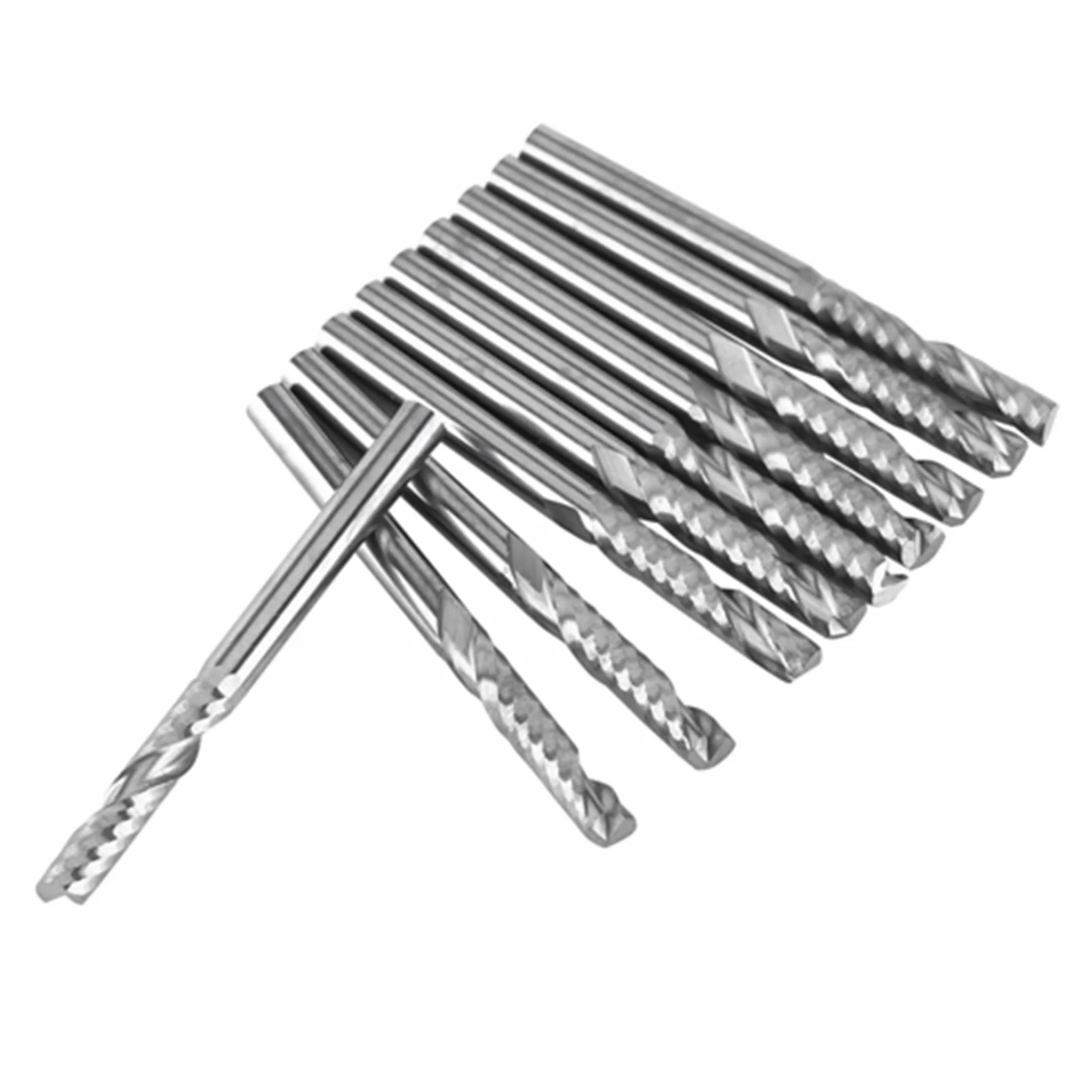 Wiertła do frezów, 10 szt. proste wiertła z chwytem frezy zestaw narzędzi CNC 3,175 mm średnica 22 mm długość do drewna stal aluminiowa