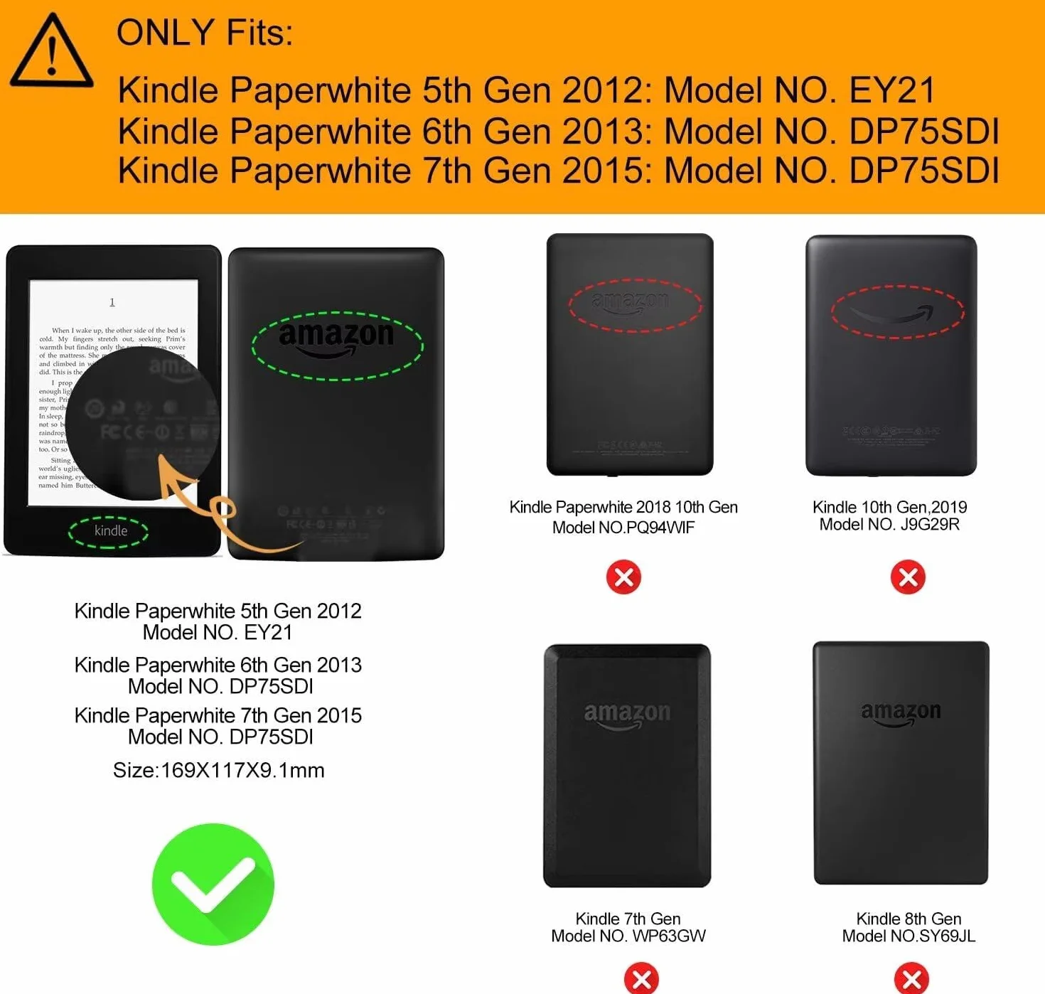 MOKASE Etui Fit for 6" Kindle Paperwhite 5/6/7. Generacji 2012,2013,2015,2016 (Model: EY21 / DP75SDI), Syntetyczna Skóra Twarde Okładki z Paskiem na Rękę dla Kindle Paperwhite 6 cali, Meadow Dogs