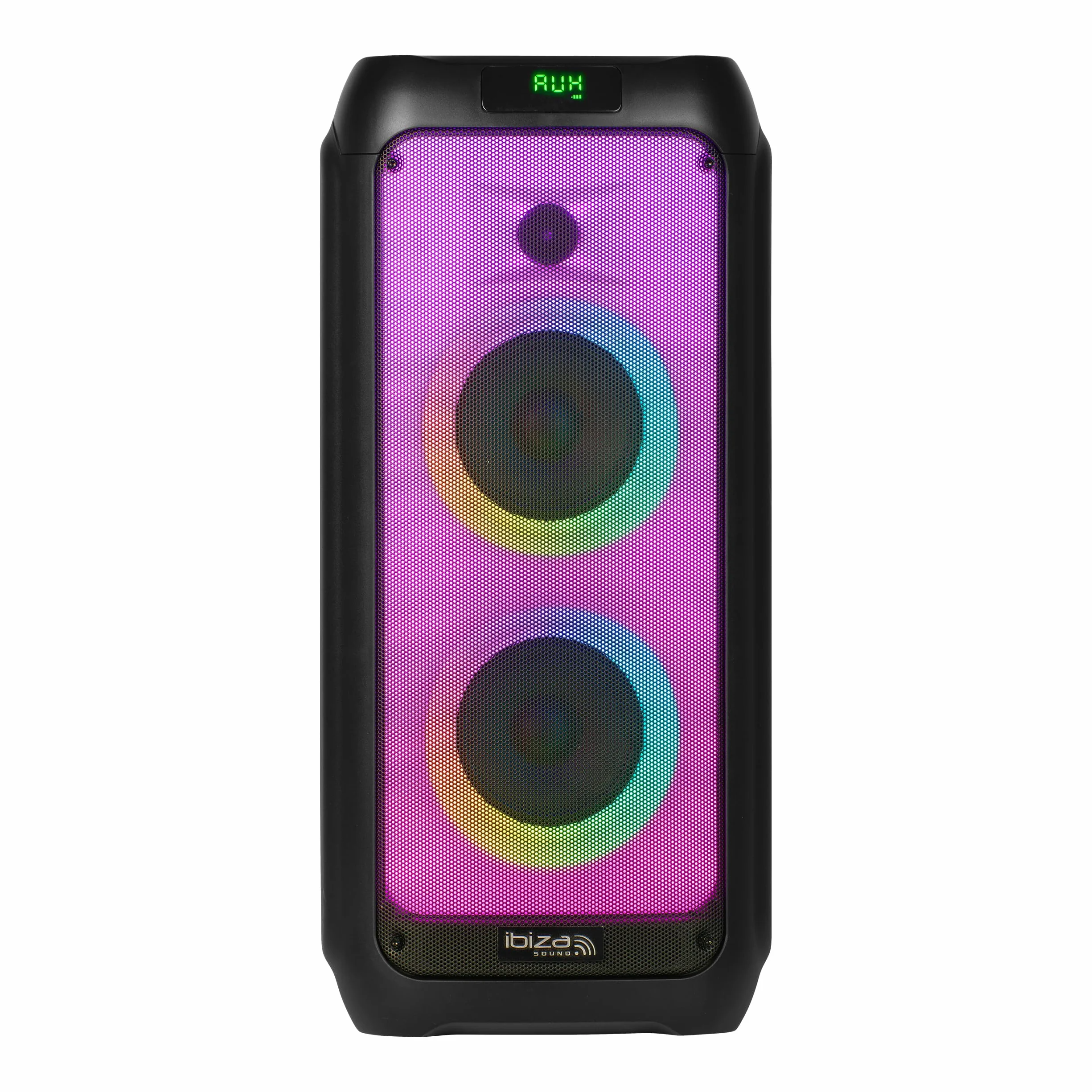 Ibiza - WAVE6 - Głośnik akumulatorowy 250W/2x5,25" z Bluetooth, USB i microSD - Efekt WAVE LED i bezprzewodowe połączenie TWS - Czarny