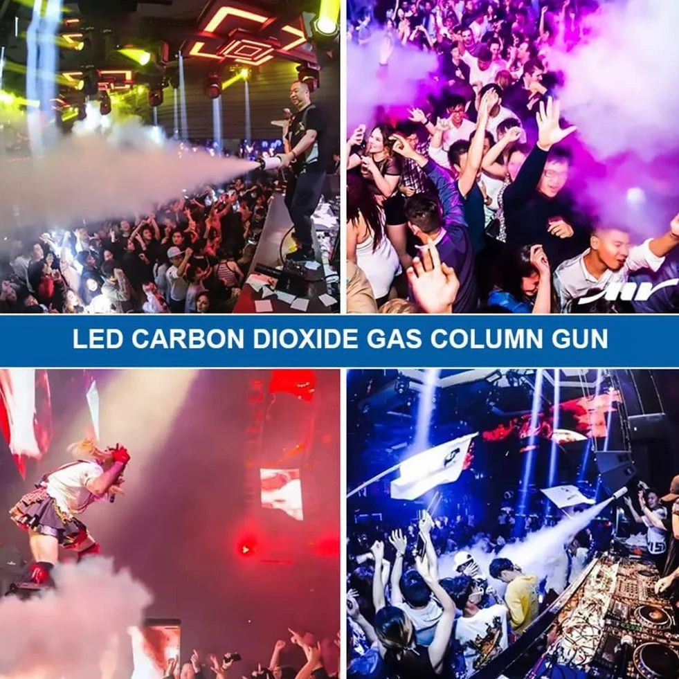 Party LED Cannon CO2 Cryo Pistol DJ Efekt Jet kolorowy z wężem gazowym Fogger Smoke Gun