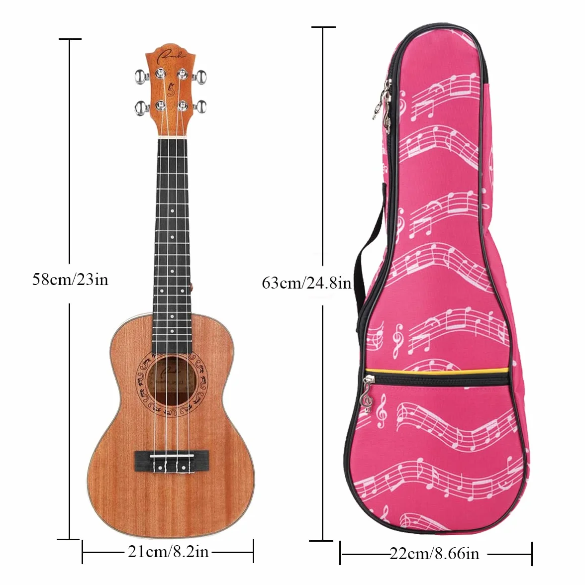 KingPoint Torba na ukulele 23 cale, wodoszczelna, trwała, wyściełana ukulele torba z regulowanymi ramiączkami, plecak na ramię