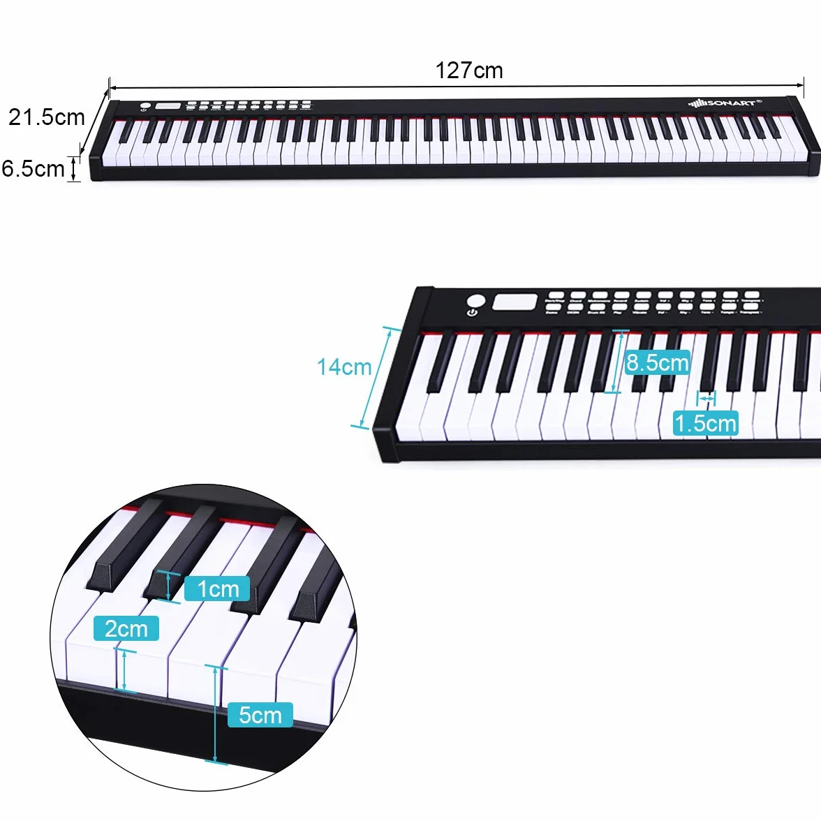COSTWAY 88 klawiszy klawiatura dla dzieci, cyfrowy keyboard, fortepian elektryczny, 128 rytmów, 128 tonów, Bluetooth, głośnik, 20 demo, odpowiedni dla dzieci i dorosłych (czarny)