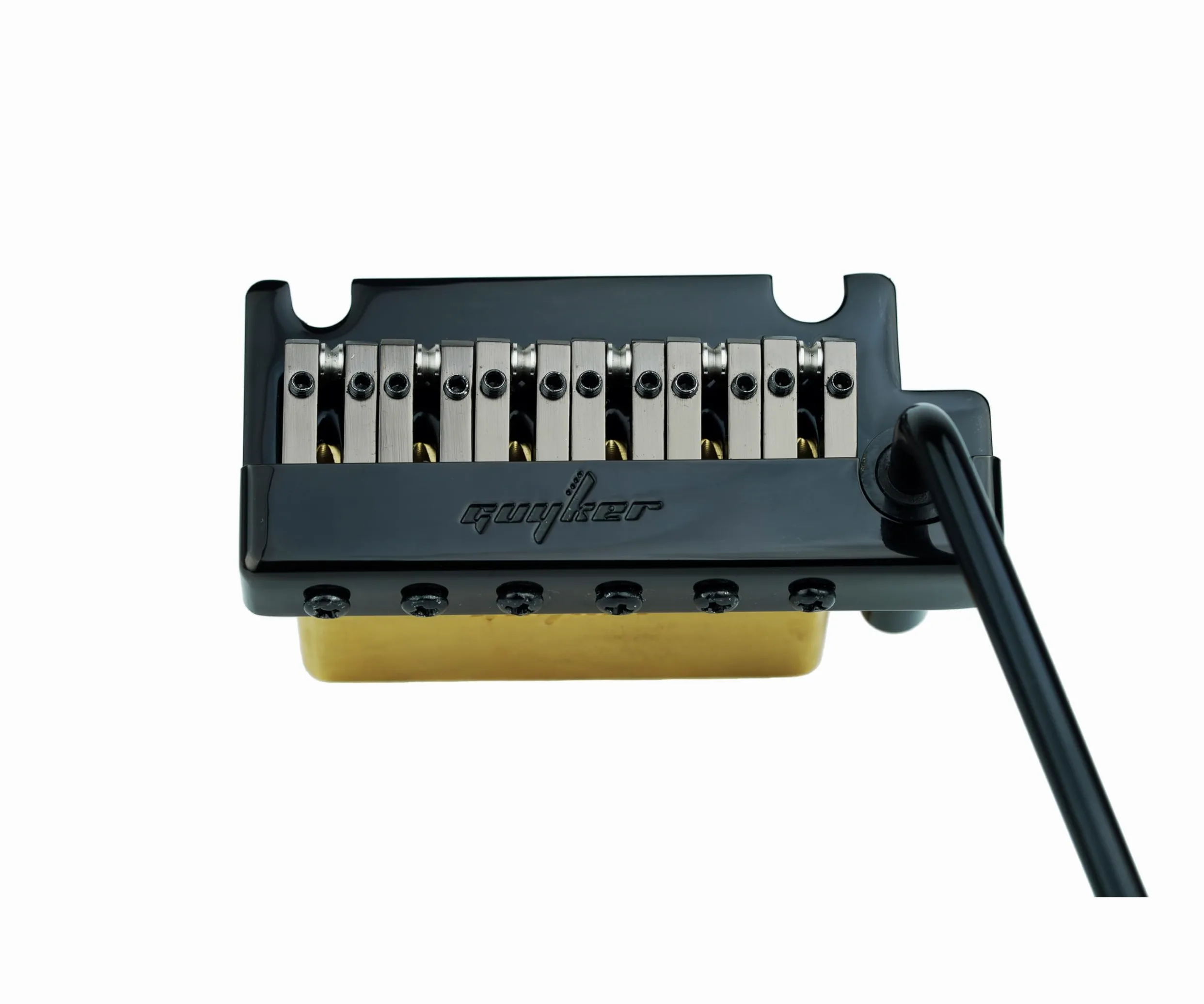 Guyker Mostek do gitary z tremolo, rozstaw strun 10,8MM z mosiężnym wałkiem, mosiężnym blokiem i śrubą mostka, sprężyną i szponą, pop-in wibrato, kompletny zestaw instalacyjny, GG1009-T Czarny