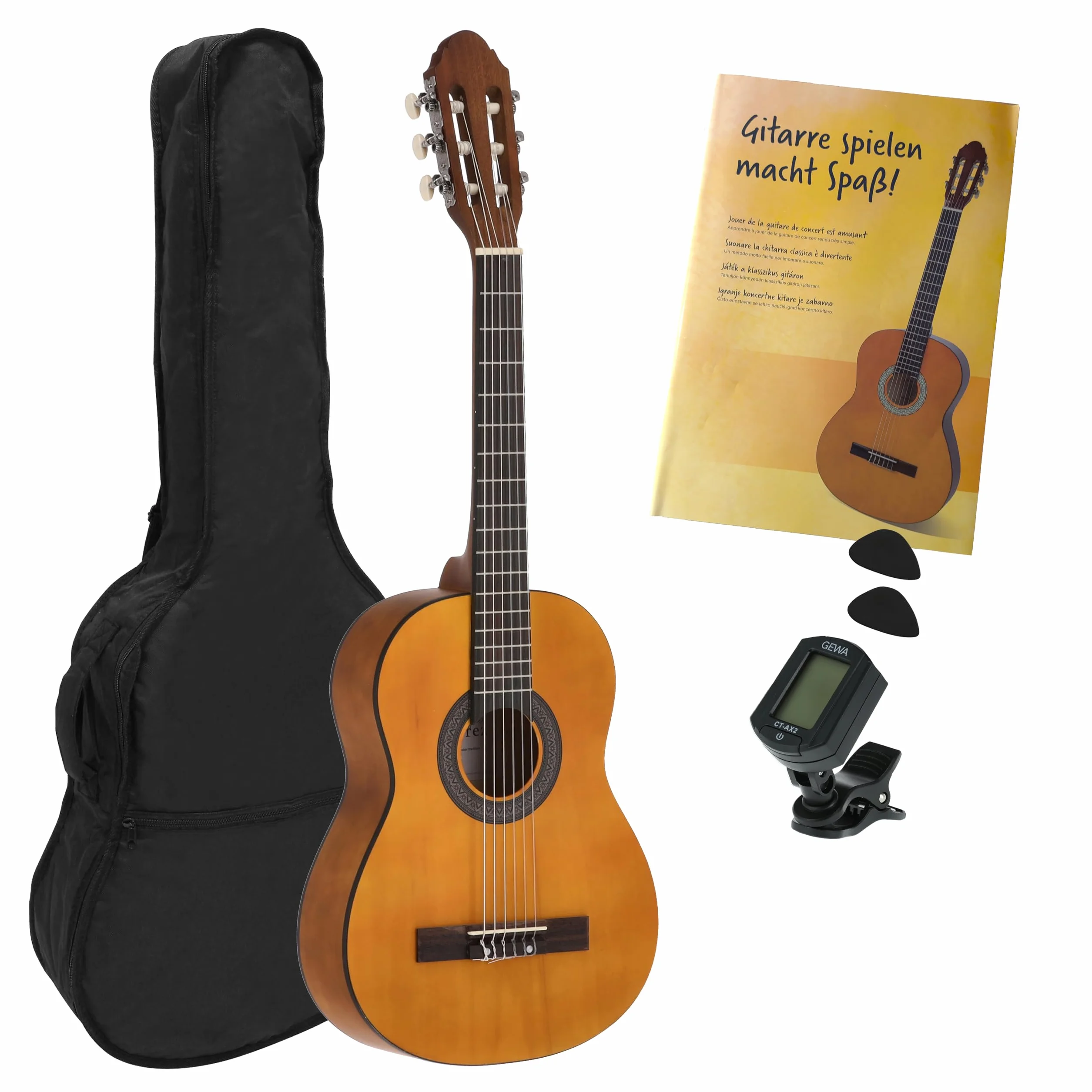 Gitara koncertowa 1/2 Honey – zestaw startowy z pokrowcem, tunerem i książką