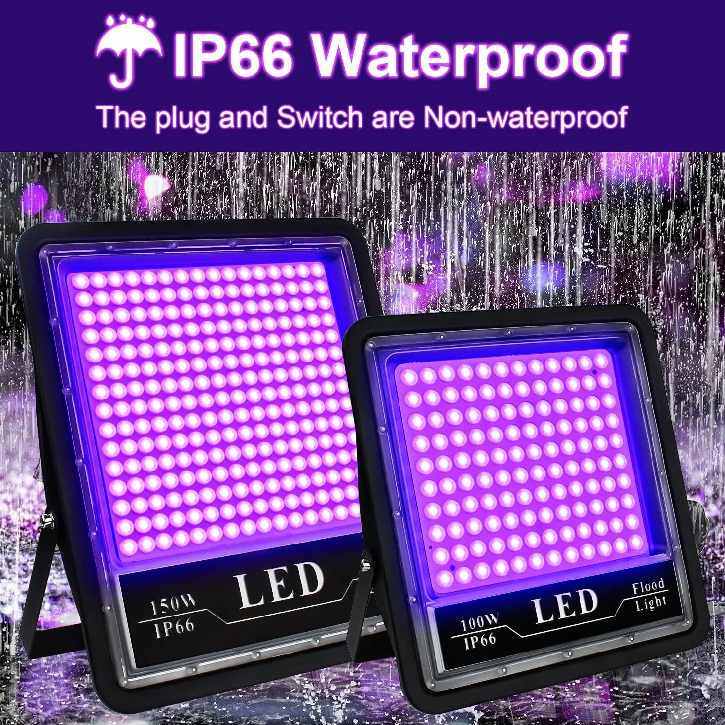 Reflektor UV 100 W 395-405 NM IP66 wodoszczelny Black Light Halloween