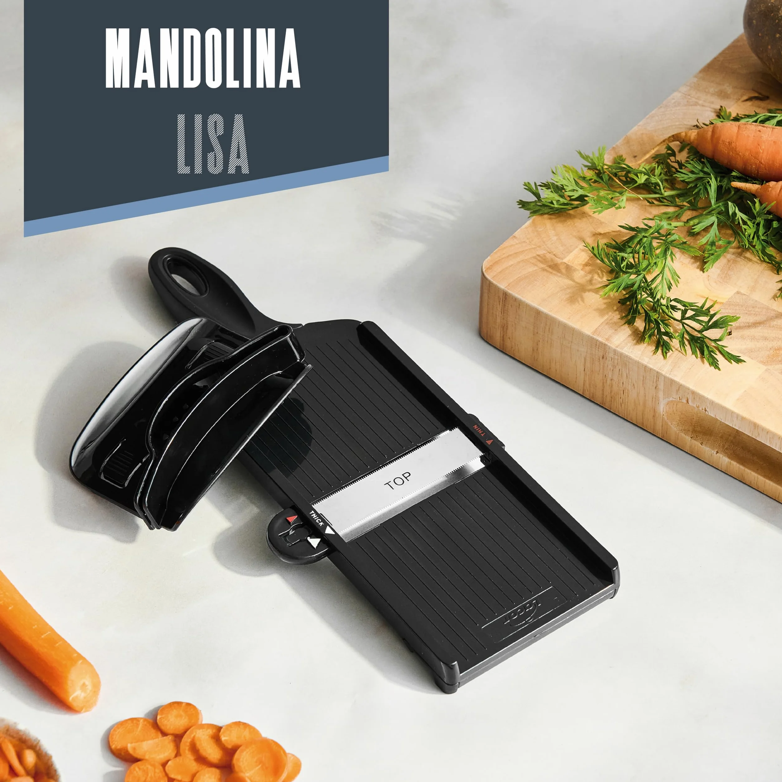 Lacor - 60275 - Dwukierunkowa mandolina szybka, gładkie cięcie, wolne od BPA, system DoubleCut, Ostre ostrza, Dwa rodzaje cięcia, kompaktowa konstrukcja i zdejmowana