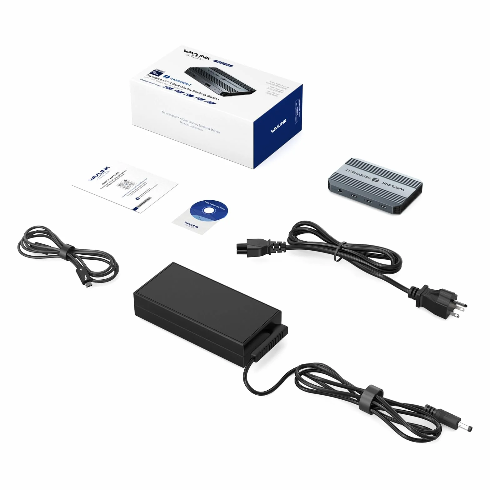 Stacja dokująca Thunderbolt 4, WAVLINK Hub USB C z podwójnym wyświetlaczem 4K@60Hz, dostarczanie mocy 100W, USB-A 3.2 Gen 2, do MacBook Pro/Air M1 M2 M3, laptop Thunderbolt 4/3