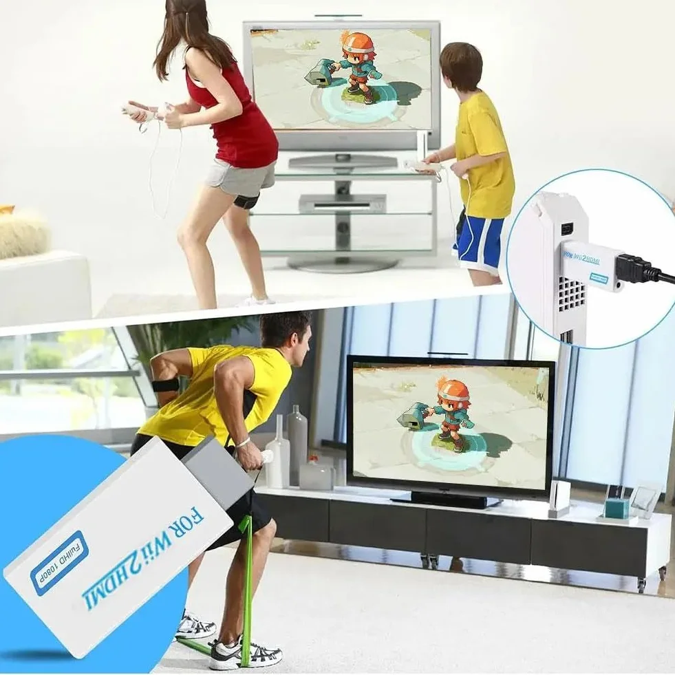Wii HDMI adapter Video Wii na HDMI złącze konwertera 1080P/720P wejście i wyjście wideo i audio 3,5 mm HD konwerter HDTV obsługuje wszystkie tryby wyświetlania NTSC 480i 480p PAL 576i 720p