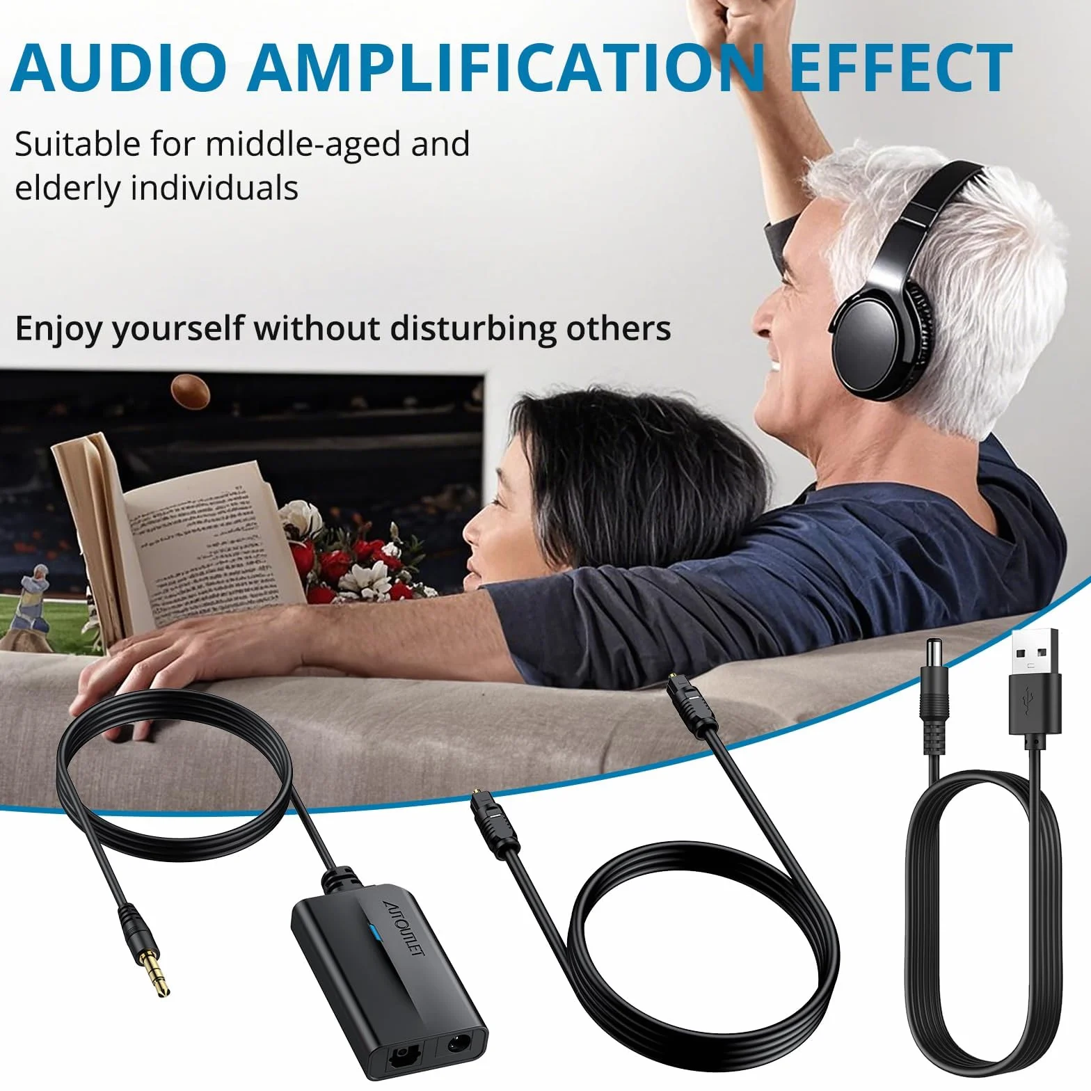AUTOUTLET Konwerter DAC SPDIF 192 kHz na 3,5 mm, optyczny adapter audio Toslink cyfrowy na analogowy do telewizora HD, Blu-Ray, konsol do gier