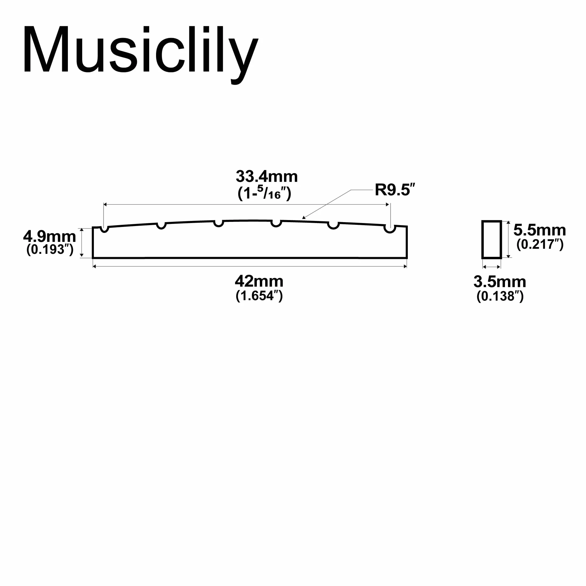 Musiclily Pro Plastik żywicy Mocznikowej 42mm Siodełko Gitarowe Strat Tele do Gitary Elektrycznej Stratocaster/Telecaster, Biały(2 szt.)