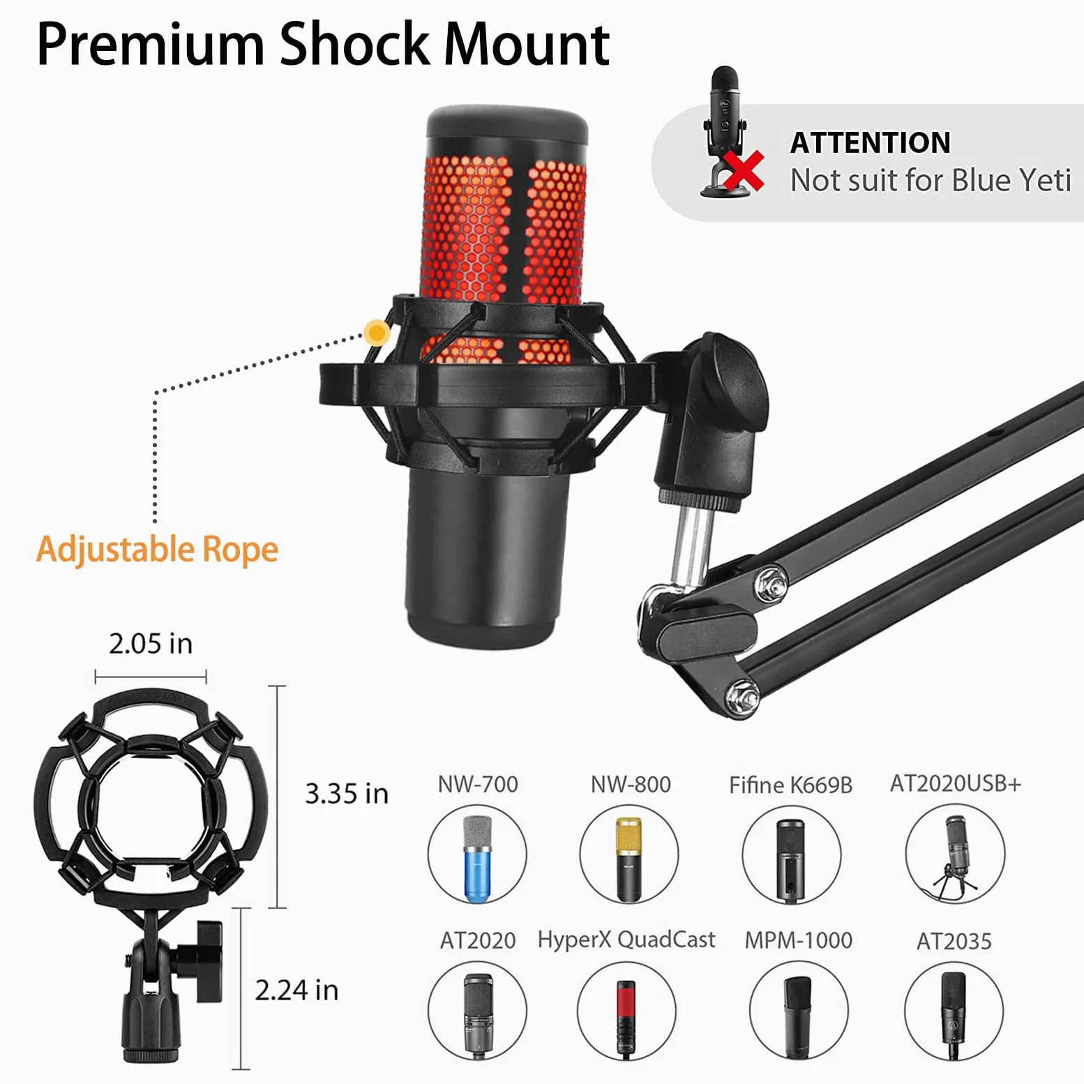 Ramię wysięgnika, amortyzowany stojak na mikrofon do Blue Yeti, regulowany stojak na mikrofon z filtrem pop, adapter 1/4"-3/8"-5/8", uchwyt, studio, nadawanie, praca w domu