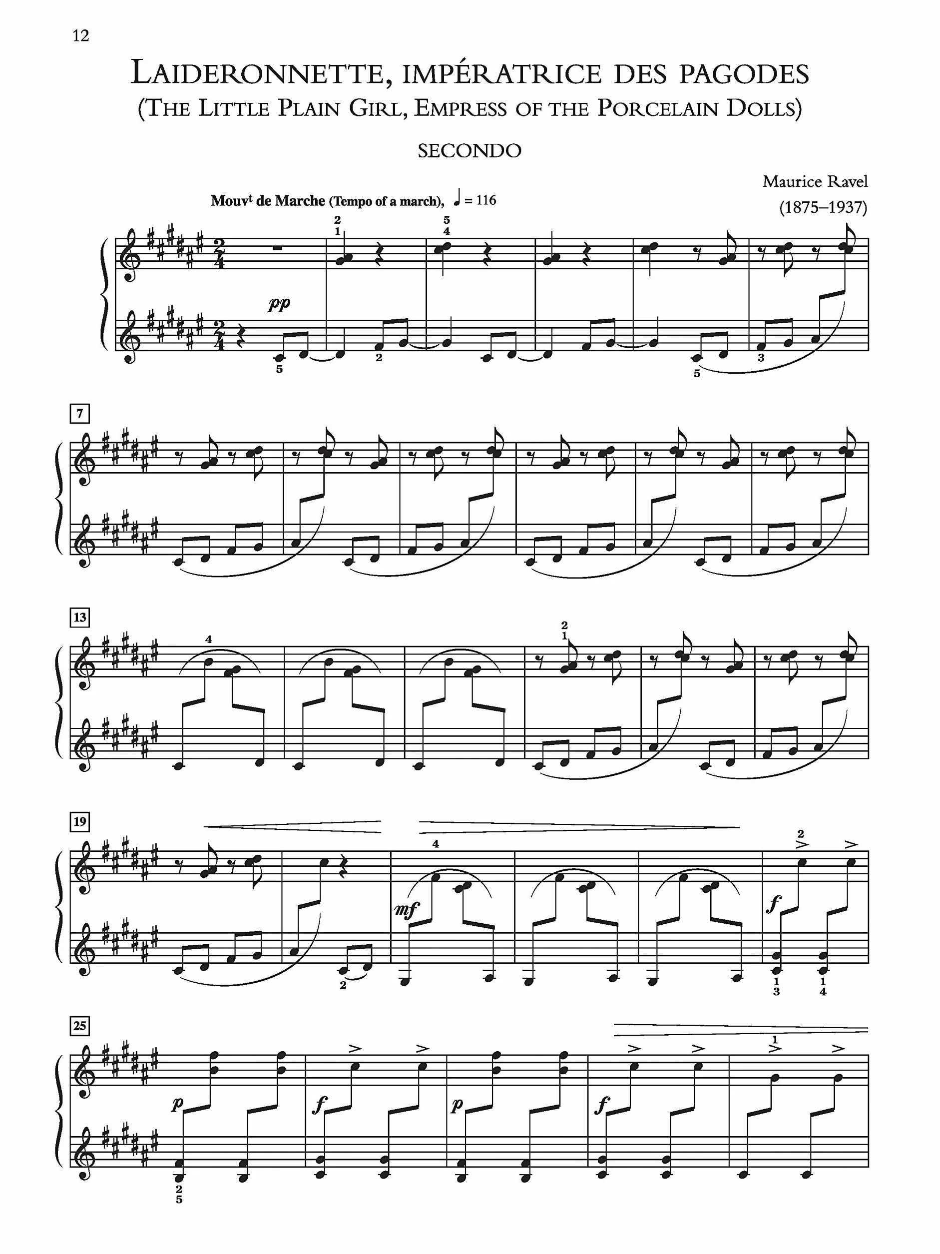 Ravel -- Ma M Re L'Oye (Mother Goose Suite): for one Piano, four Hands