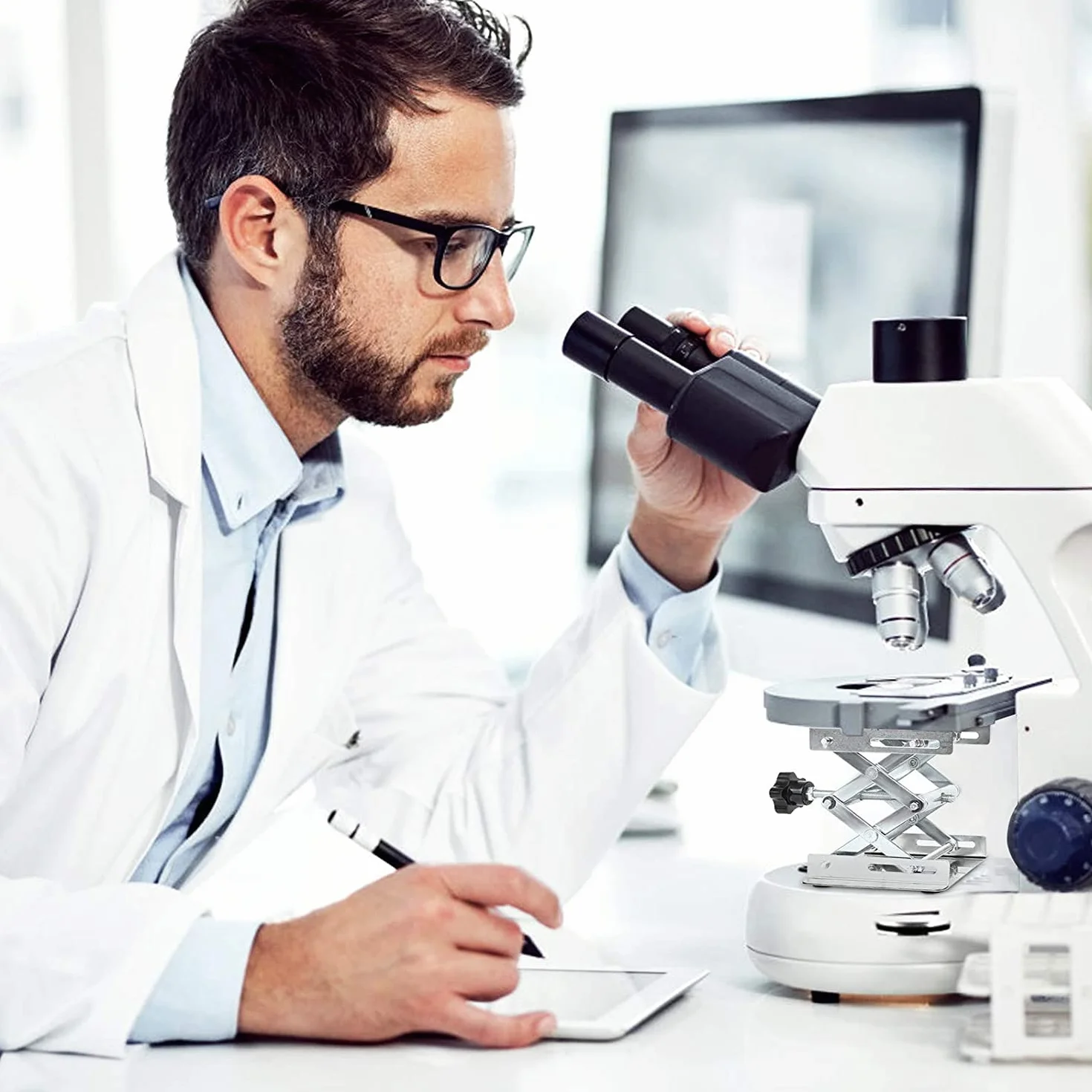 Platforma podnosząca ze stali nierdzewnej laboratoryjny stojak na stół podnoszący nożyce 100 x 100 mm / 3,9 x 3,9 cala