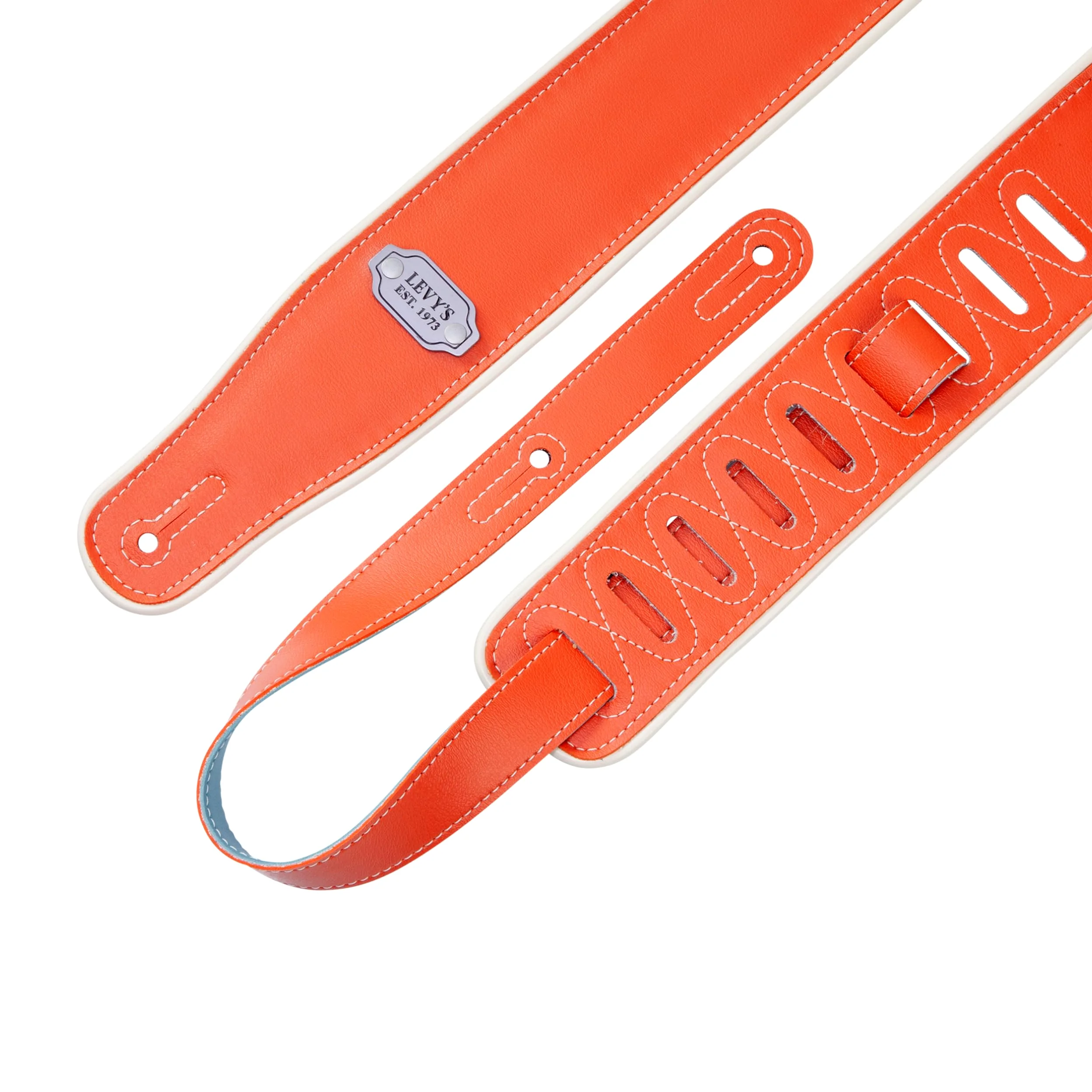 Levy's Leathers 6,8 cm pasek do gitary dwustronny winylowy wzór pomarańczowy, turkusowy i kremowy (M26VCP-ORG_TEL