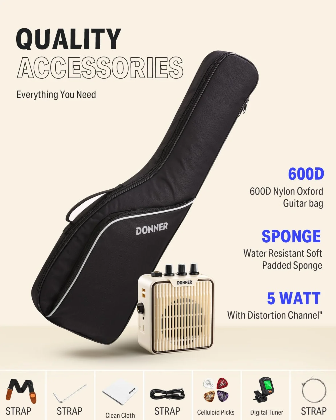 Donner 76 cm dziecięca gitara elektryczna, zestaw dla początkujących, w stylu ST, mini gitara, zestaw premium ze wzmacniaczem, tunerem, kapo, torbą, paskiem, sznurkiem, kablem (DSJ-100, czerwona)