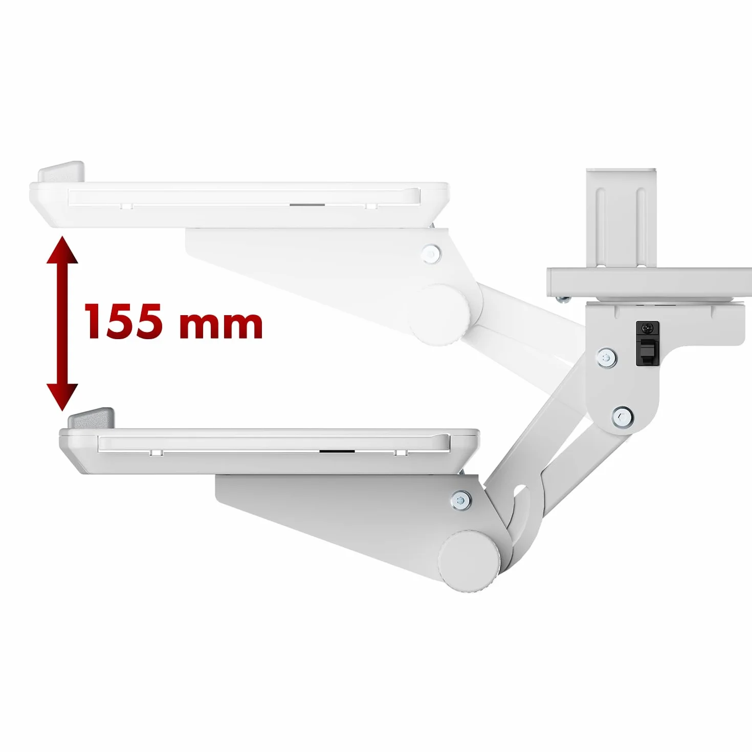 Podstawka pod klawiaturę Maclean z podstawką pod mysz | Regulowana wysokość, odchylana, obrotowa | Ergonomiczny uchwyt do biurek | Do 5 kg (Biały)