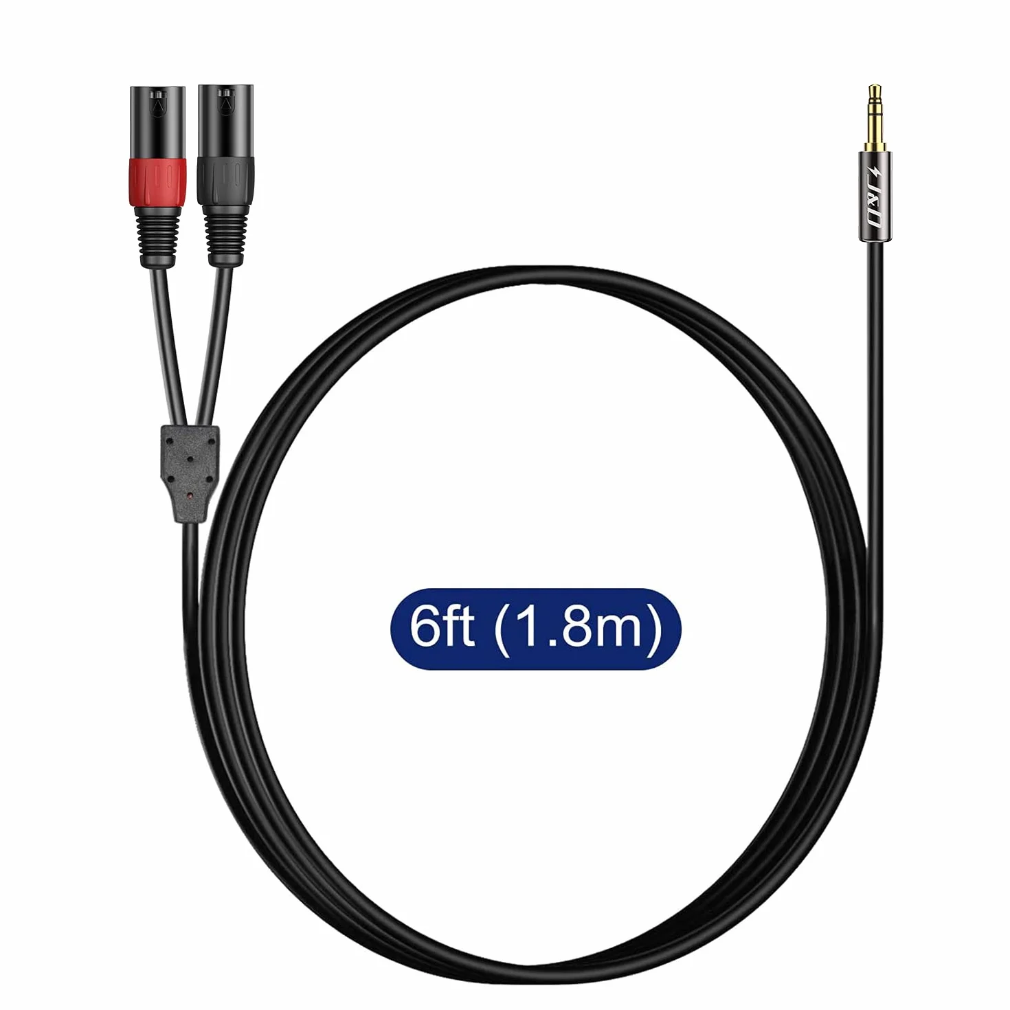 J&D 3,5 mm 1/8 cala na dual XLR Y rozdzielacz kabel, PVC obrany 2 x XLR męski do 3,5 mm TRS męski niewyważony stereo audio Patch kabel adaptera do aparatu DSLR smartfona laptopa mikrofonu, 1,8 metra