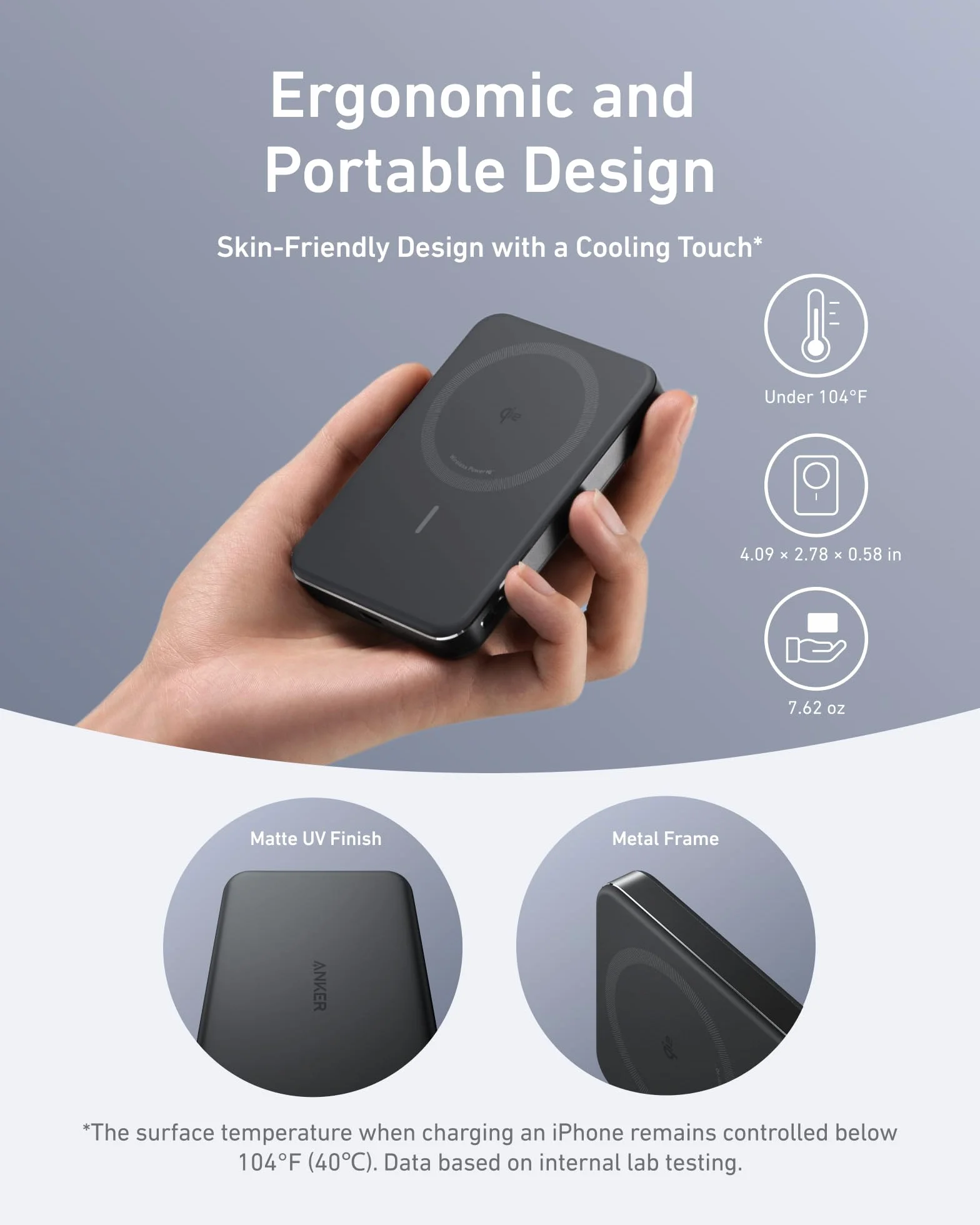 Powerbank MagGo Anker, super cienki, 10000 mAh magnetyczna bateria, ultra szybka kompatybilna z MagSafe ładowarka 15W z certyfikatem Qi2, ergonomiczny styl, tylko dla iPhone 16/15/14/13/12