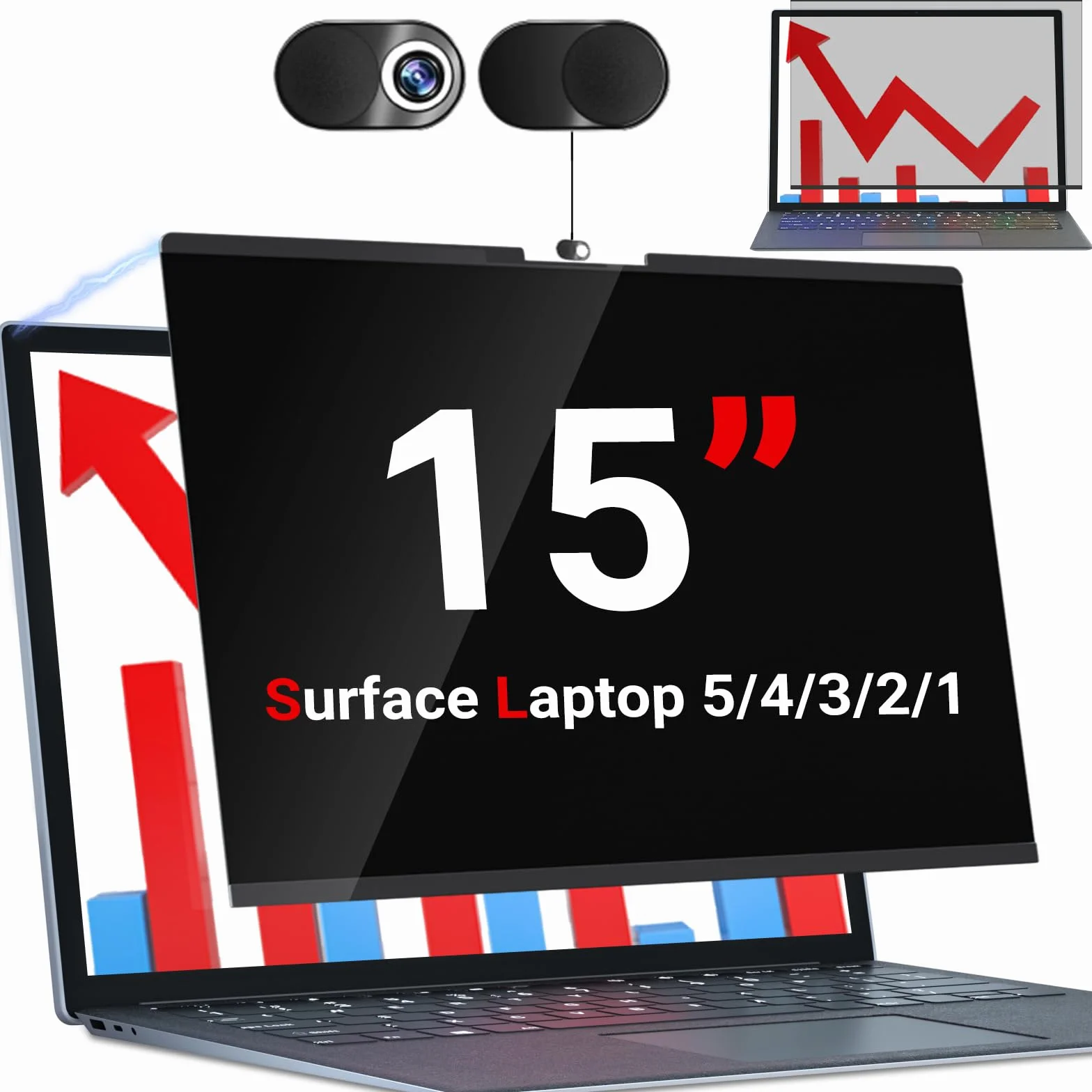 ZOEGAA Surface Laptop 15 Ekran prywatny, anty-niebieskie światło, magnetyczne etui na ekran prywatności, kompatybilny z ekranem o przekątnej ekranu 13,5 cala Microsoft Surface Laptop 5/4/3/2/1