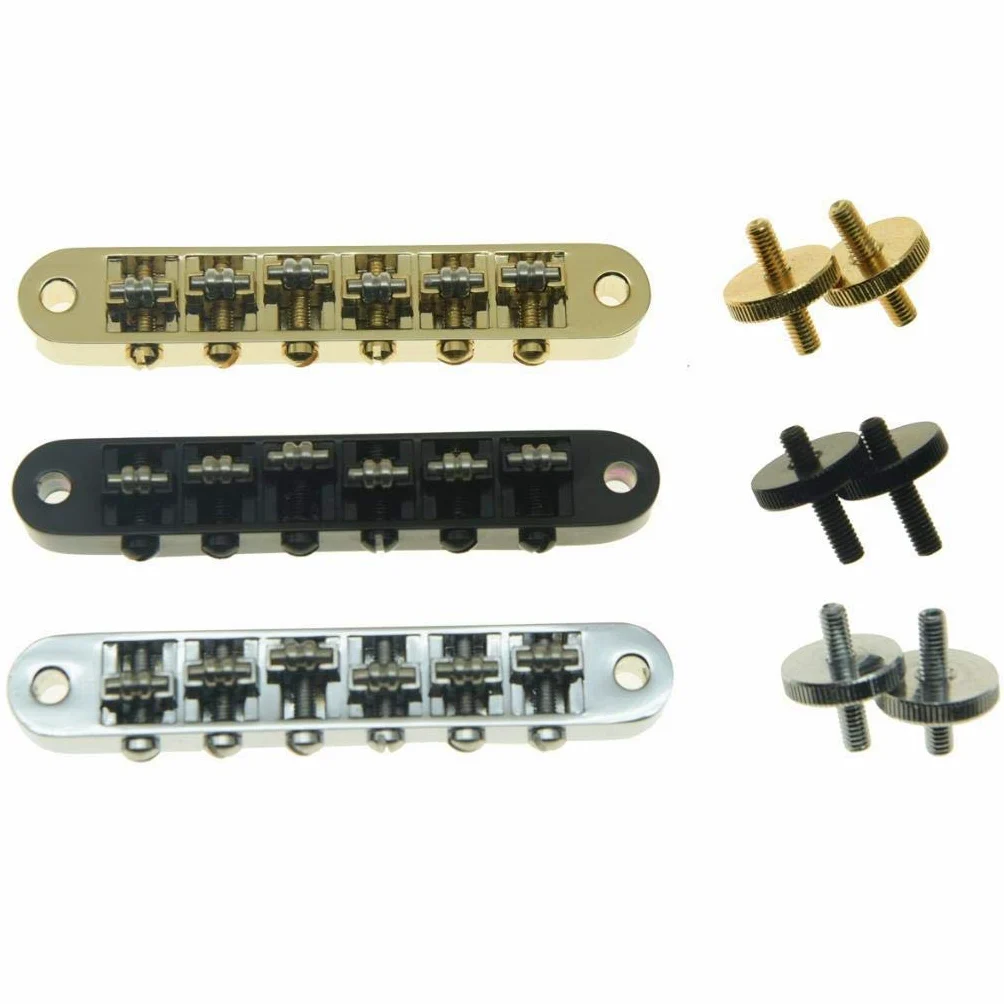 KAISH Chromowany rolkowy mostek siodełkowy Tune-O-Matic do gitary Les Paul, SG, ES Dot, Gretsch Bigsby z gwintowanymi słupkami M4