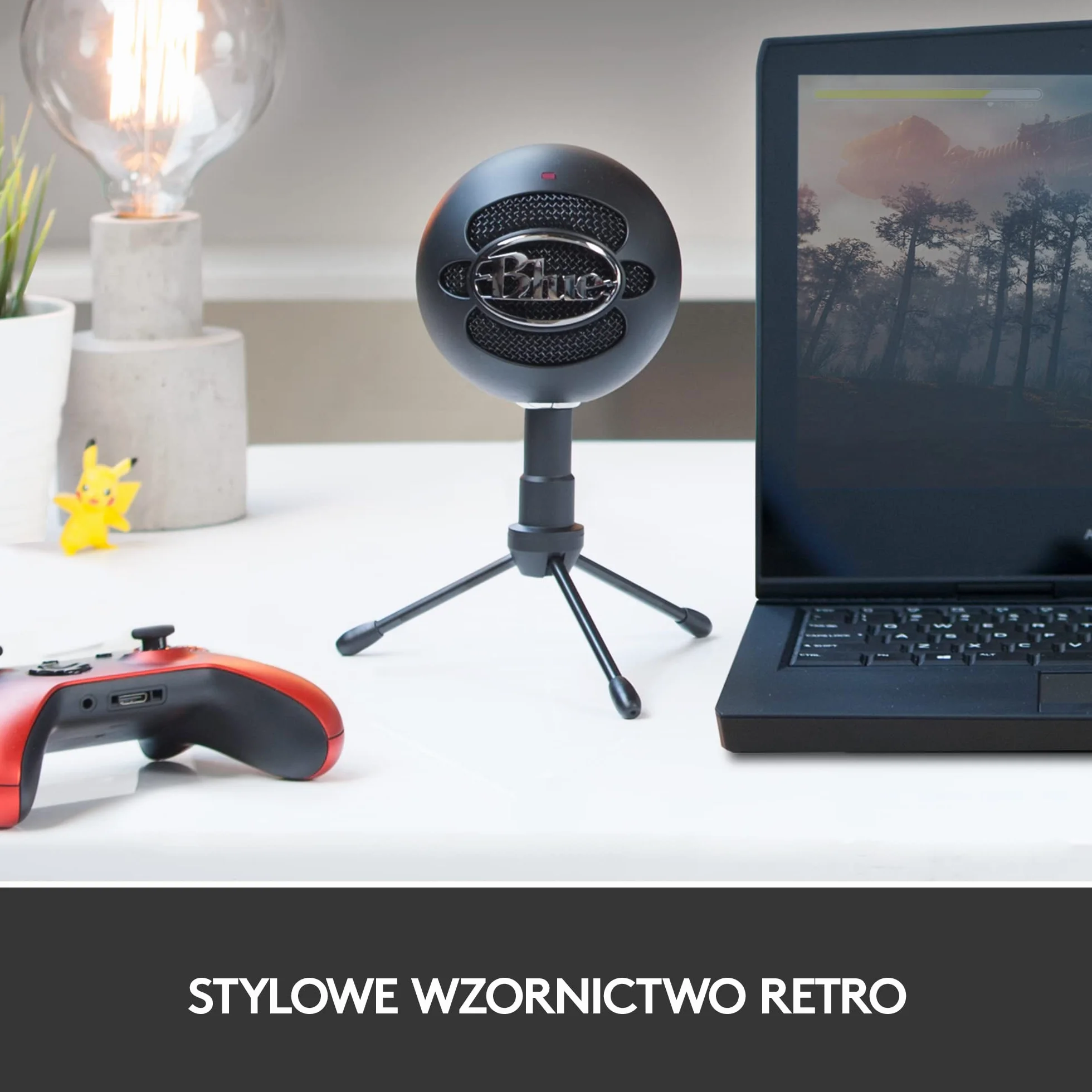 Blue Snowball Mikrofon USB do PC, Maca, Gamingu, Nagrywania, Streamingu, Podcasów, Kardioidalny, Dookólny Mikrofon Pojemnościowy, Stylowy Design Retro - Czarny