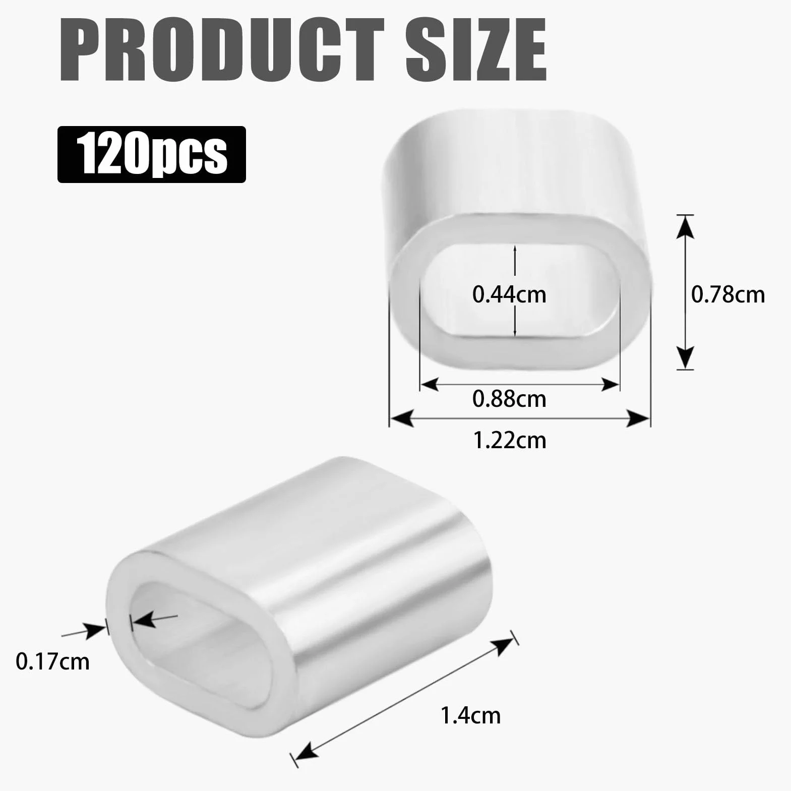 120 sztuk aluminiowych zacisków zaciskowych do linek drucianych 3 mm – wytrzymałe tuleje aluminiowe do lin i kabli, owalne zaciski zaciskowe do połączeń, nierdzewne, wszechstronne zastosowanie do