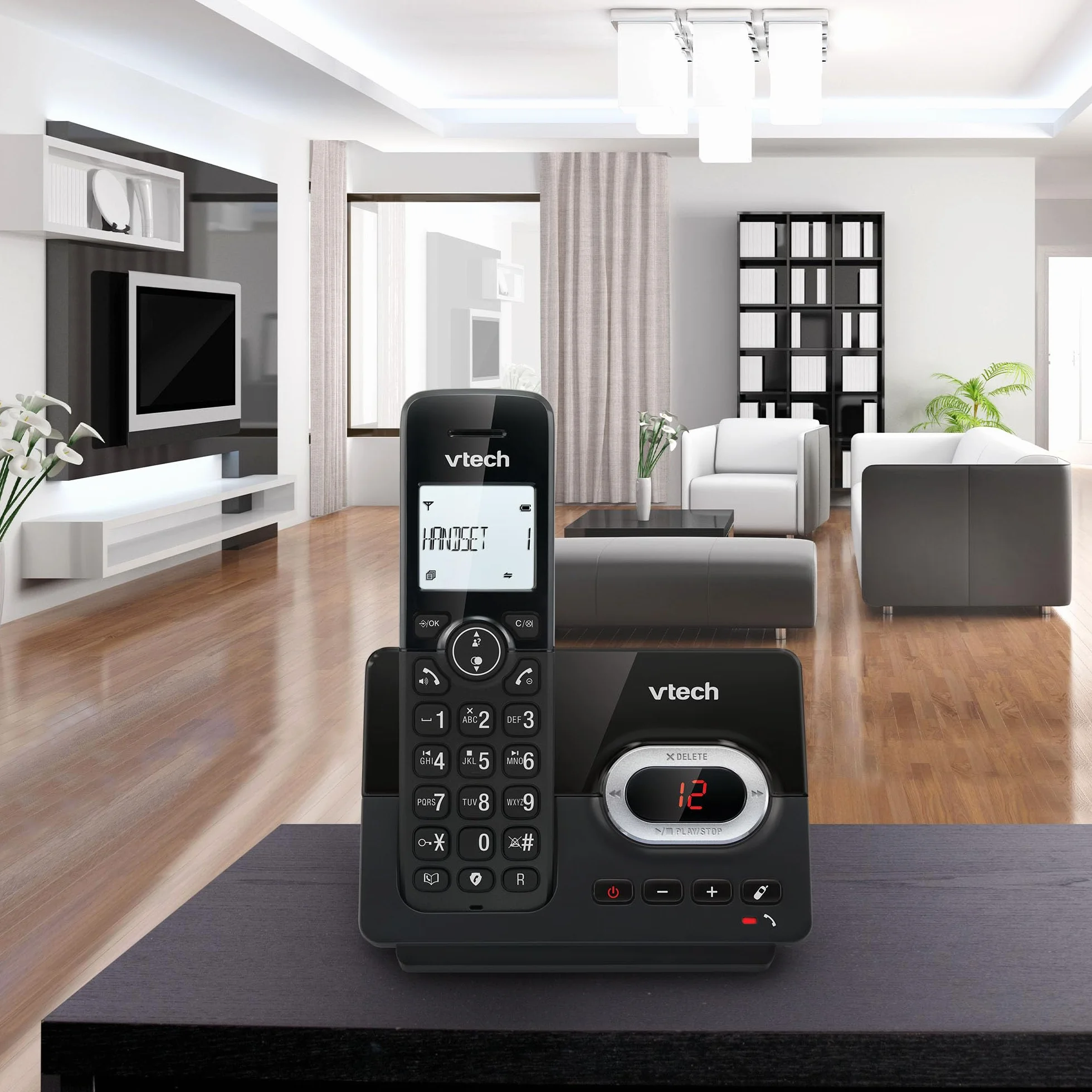 VTech CS2050 Telefon bezprzewodowy z automatyczną sekretarką, tryb Eco+, telefon dla seniorów, telefon bezprzewodowy, blokada połączeń, funkcja głośnomówiąca, duże przyciski, wyświetlacz 1-liniowy,
