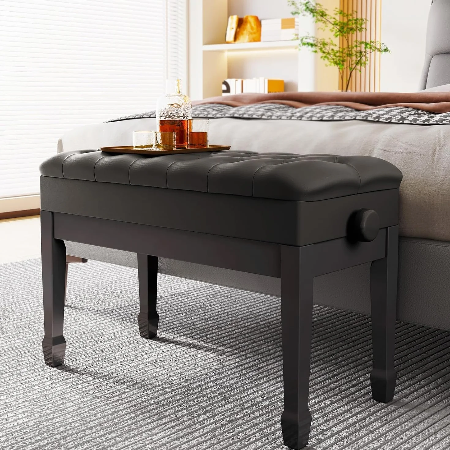 LIFERUN Podwójna ławka fortepianowa, długie krzesło fortepianowe z regulacją wysokości 72 x 34 x 50 cm, ławka do pianina z pogrubionej skóry PU z miejscem do przechowywania, wytrzymały taboret